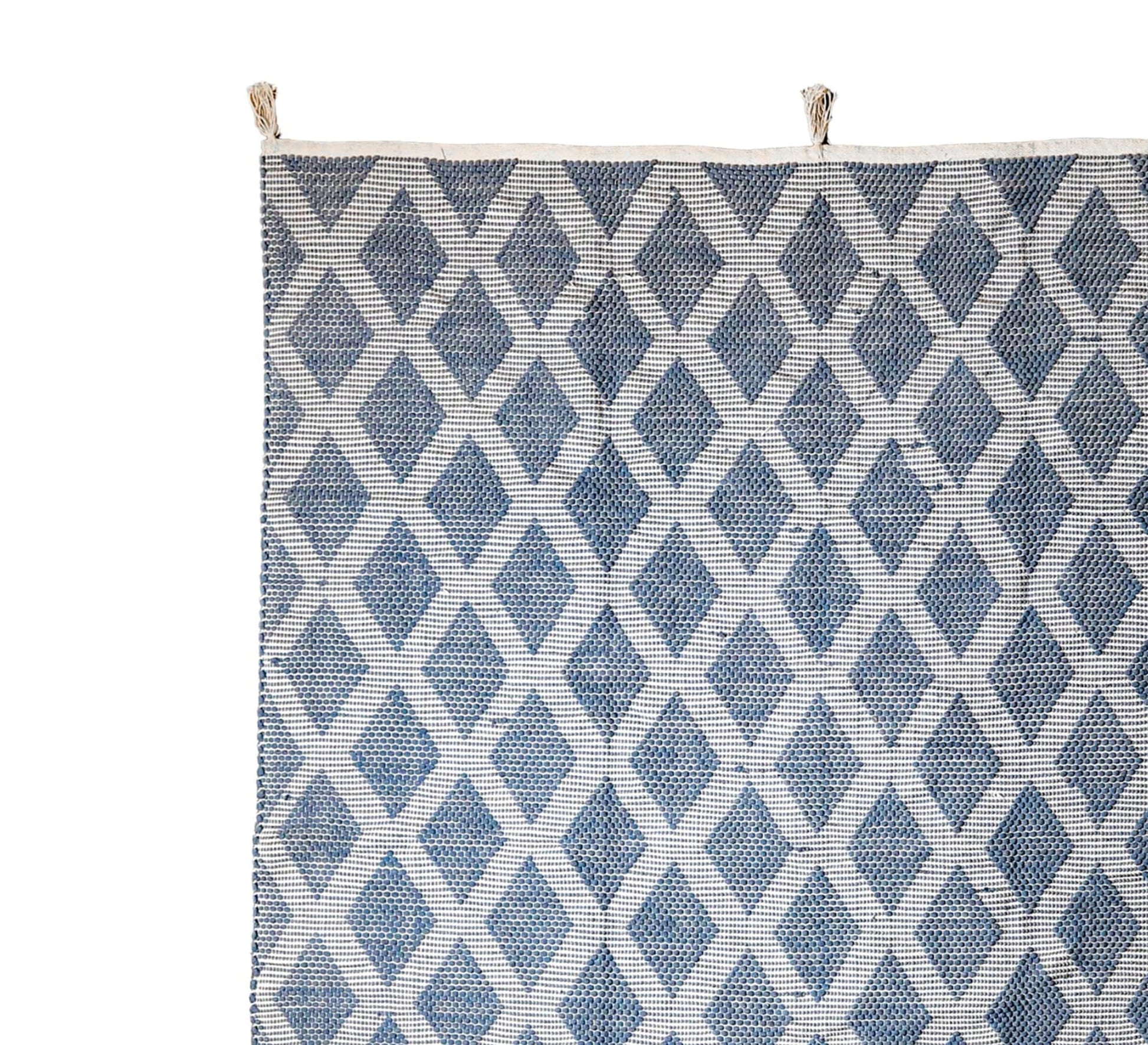 A modern blue and white rug with a knotted diamond pattern - Vitrine Furniture - Accessories
