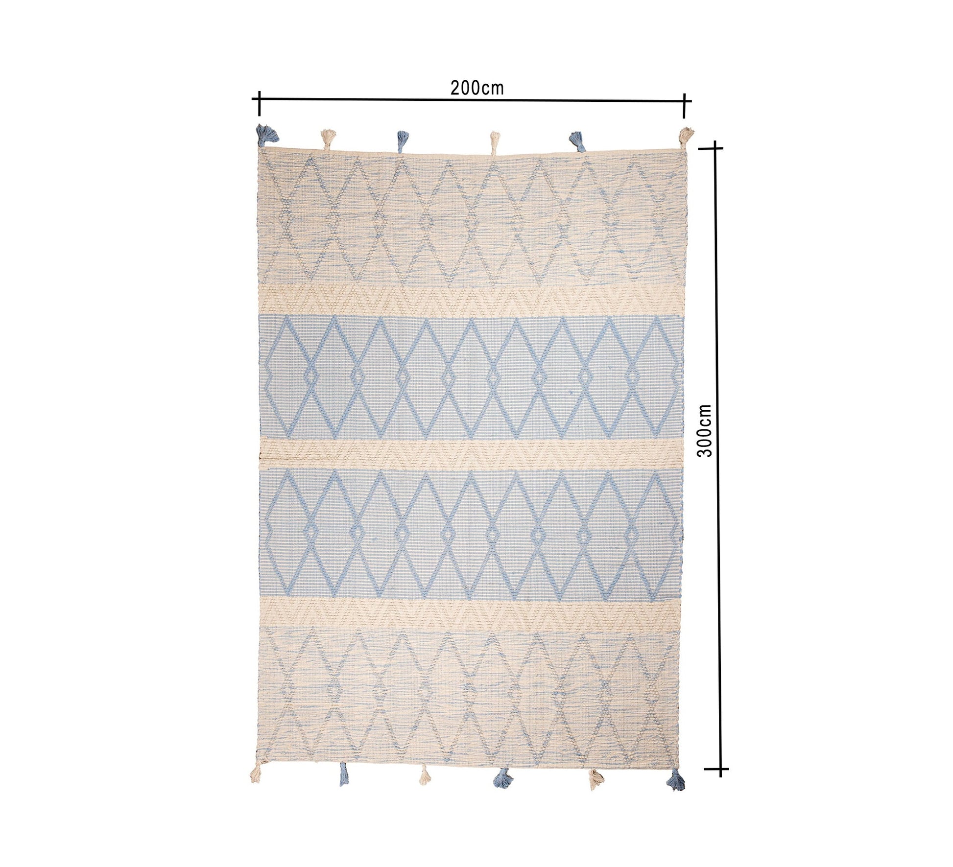 A modern, light blue rug with diamond and striped patterns - Vitrine Furniture - Accessories