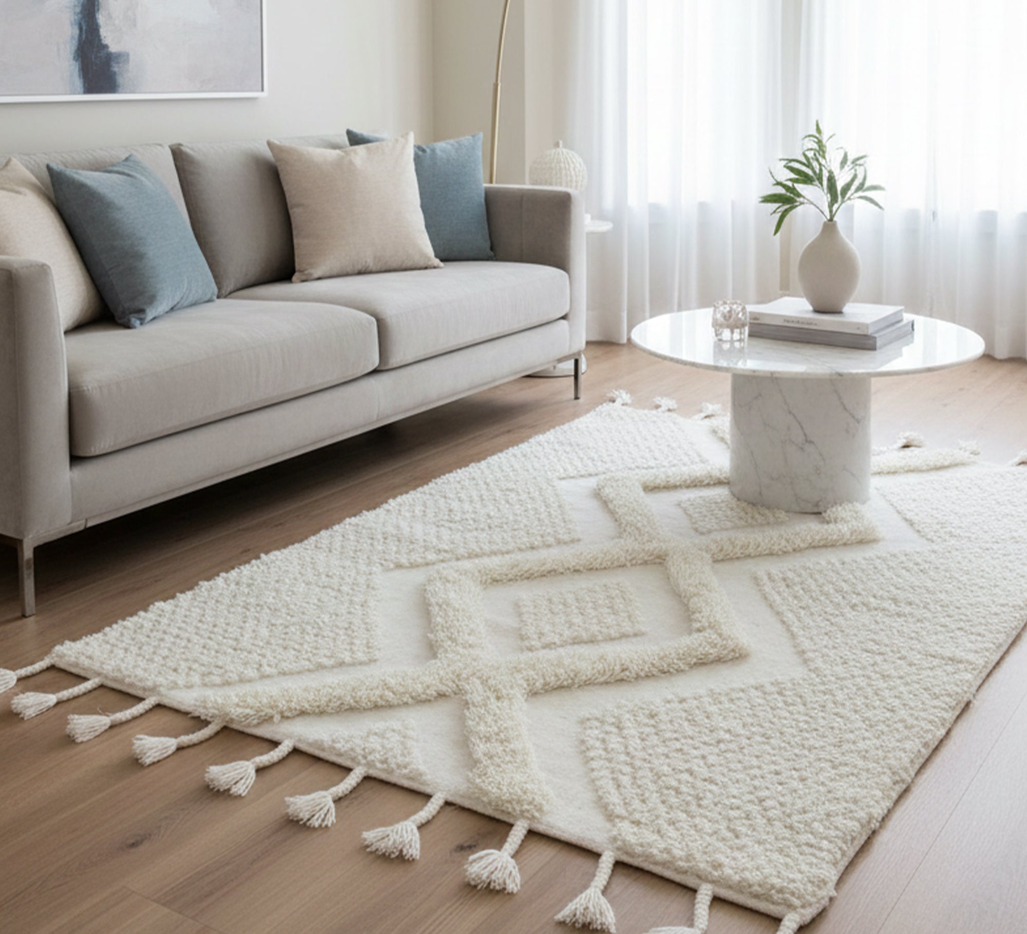 A modern rug with vibrant colors and a large herringbone pattern - Vitrine Furniture - Accessories