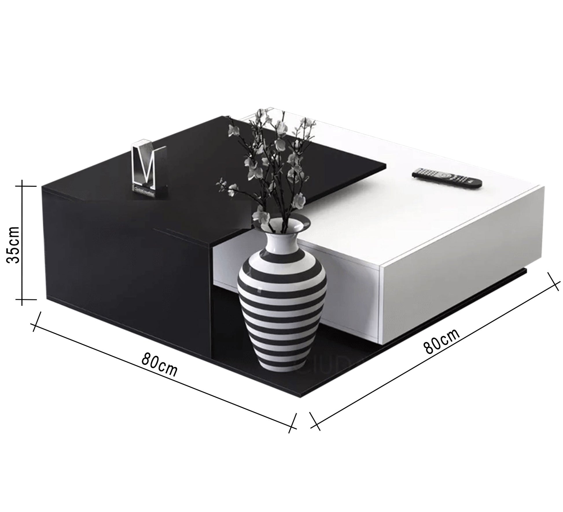 A modern wooden table with a black and white overlay. - Vitrine Furniture - Furniture