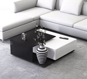 A modern wooden table with a black and white overlay. - Vitrine Furniture - Furniture