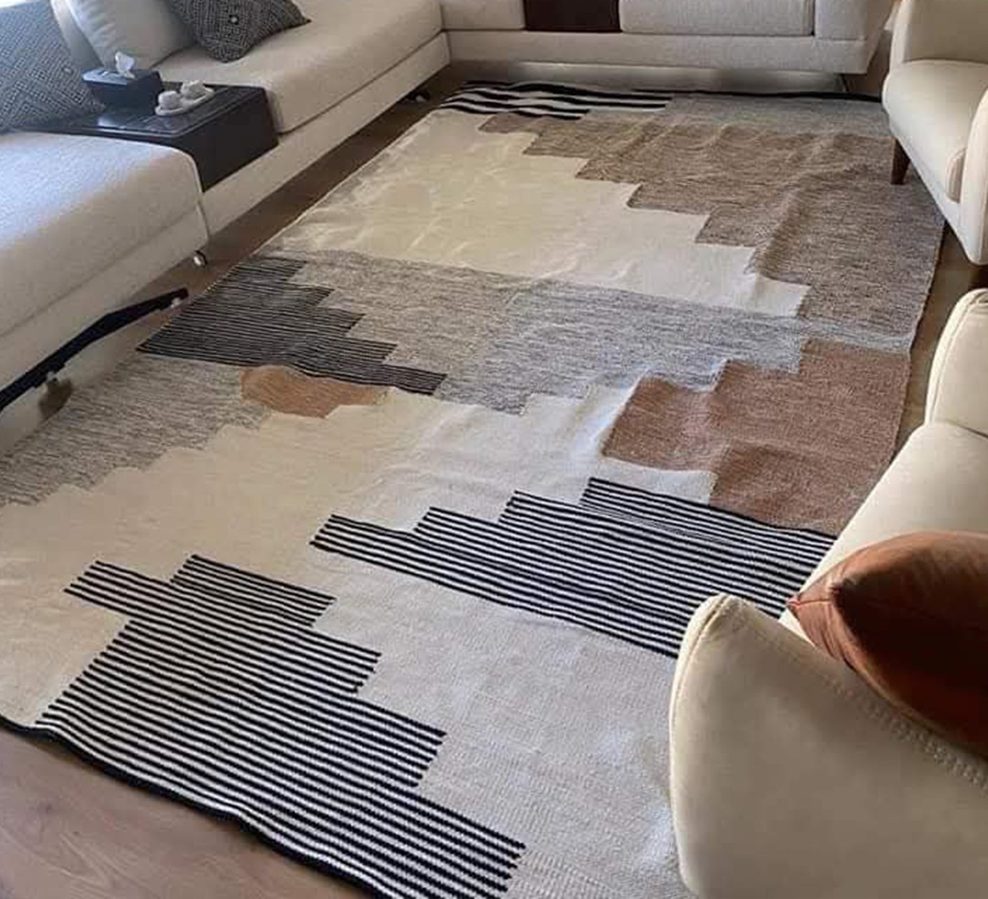 A multi - colored rug with a distinctive gradient pattern - Vitrine Furniture - Accessories