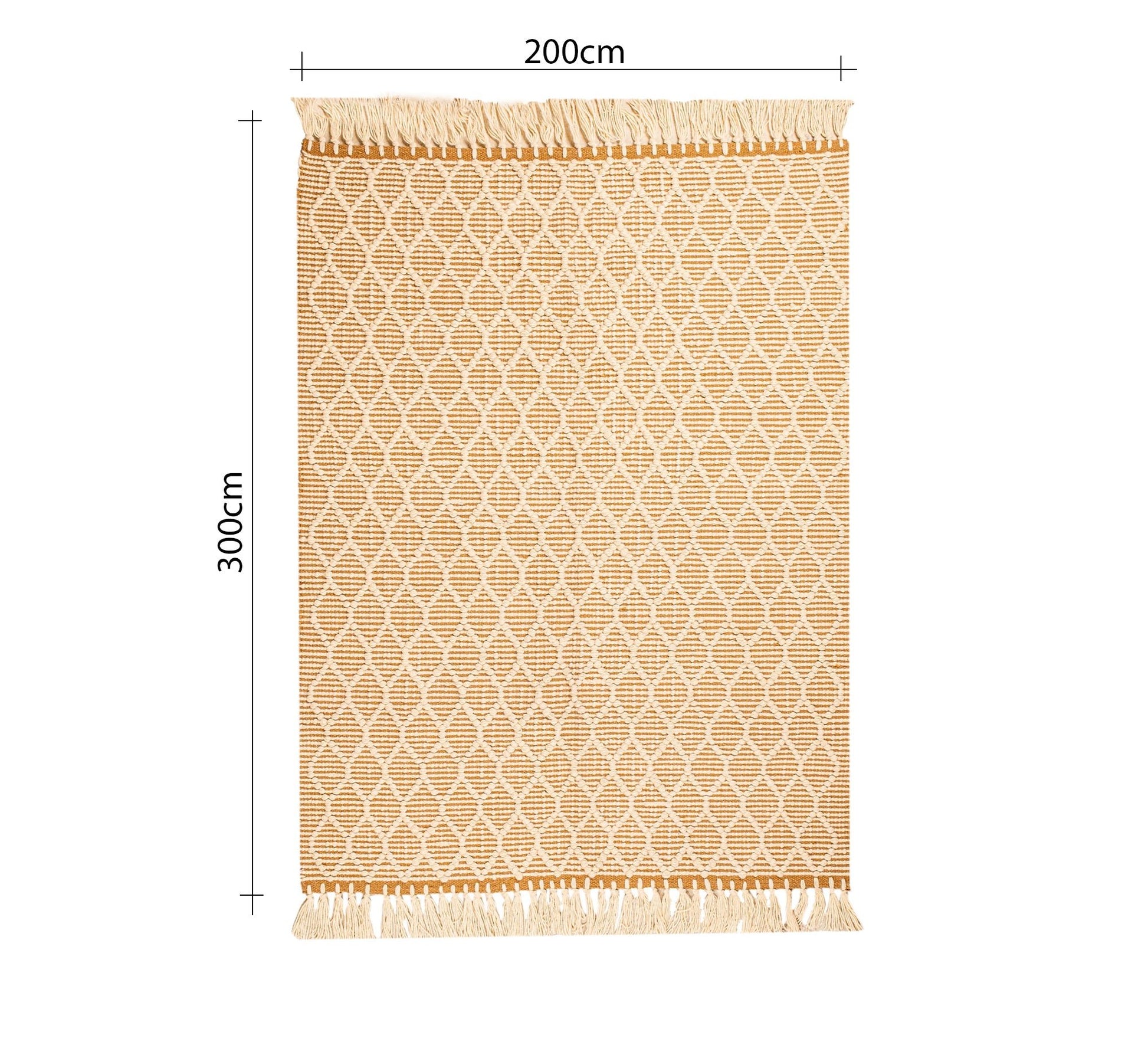 A mustard rug featuring a repeating white diamond net pattern - Vitrine Furniture - Accessories