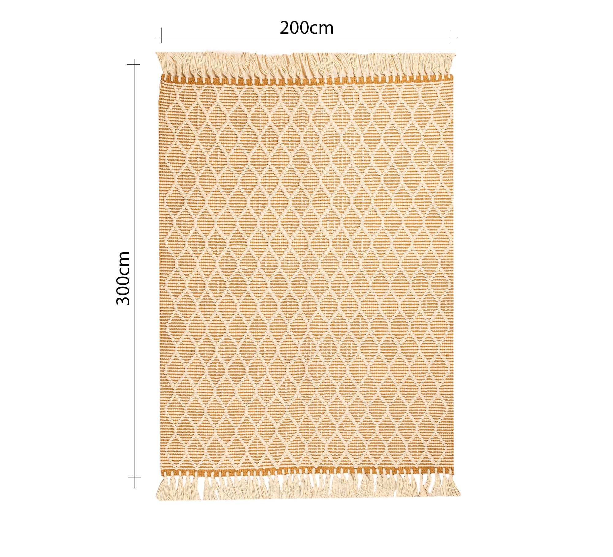 A mustard rug featuring a repeating white diamond net pattern - Vitrine Furniture - Accessories
