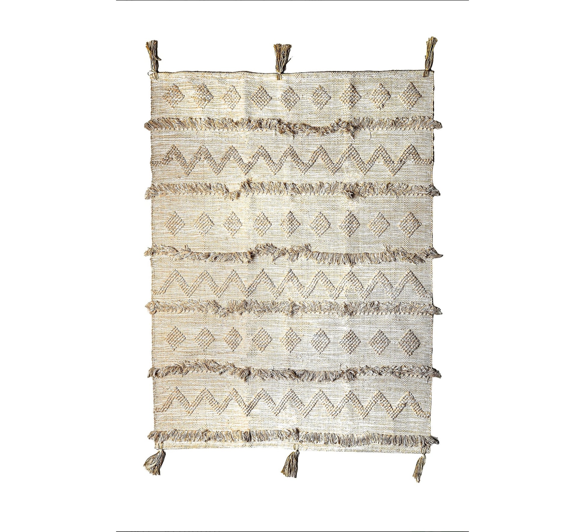 A natural jute woven bohemian rug with fringe - Vitrine Furniture - Accessories