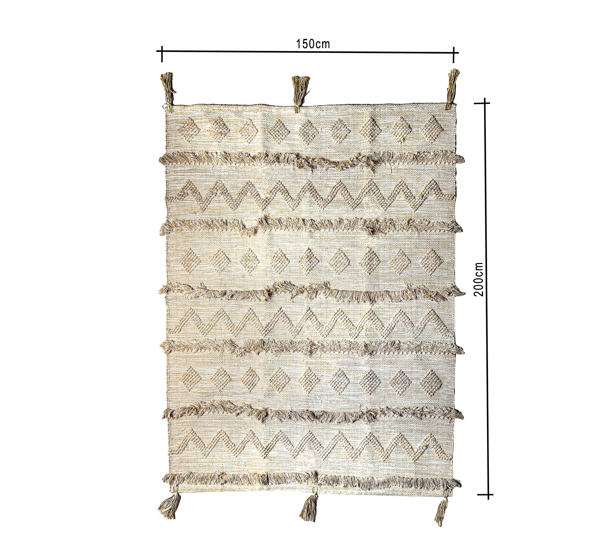 A natural jute woven bohemian rug with fringe - Vitrine Furniture - Accessories
