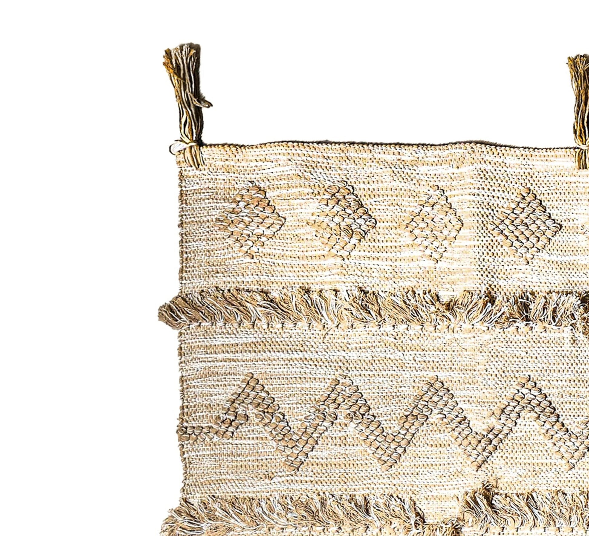 A natural jute woven bohemian rug with fringe - Vitrine Furniture - Accessories