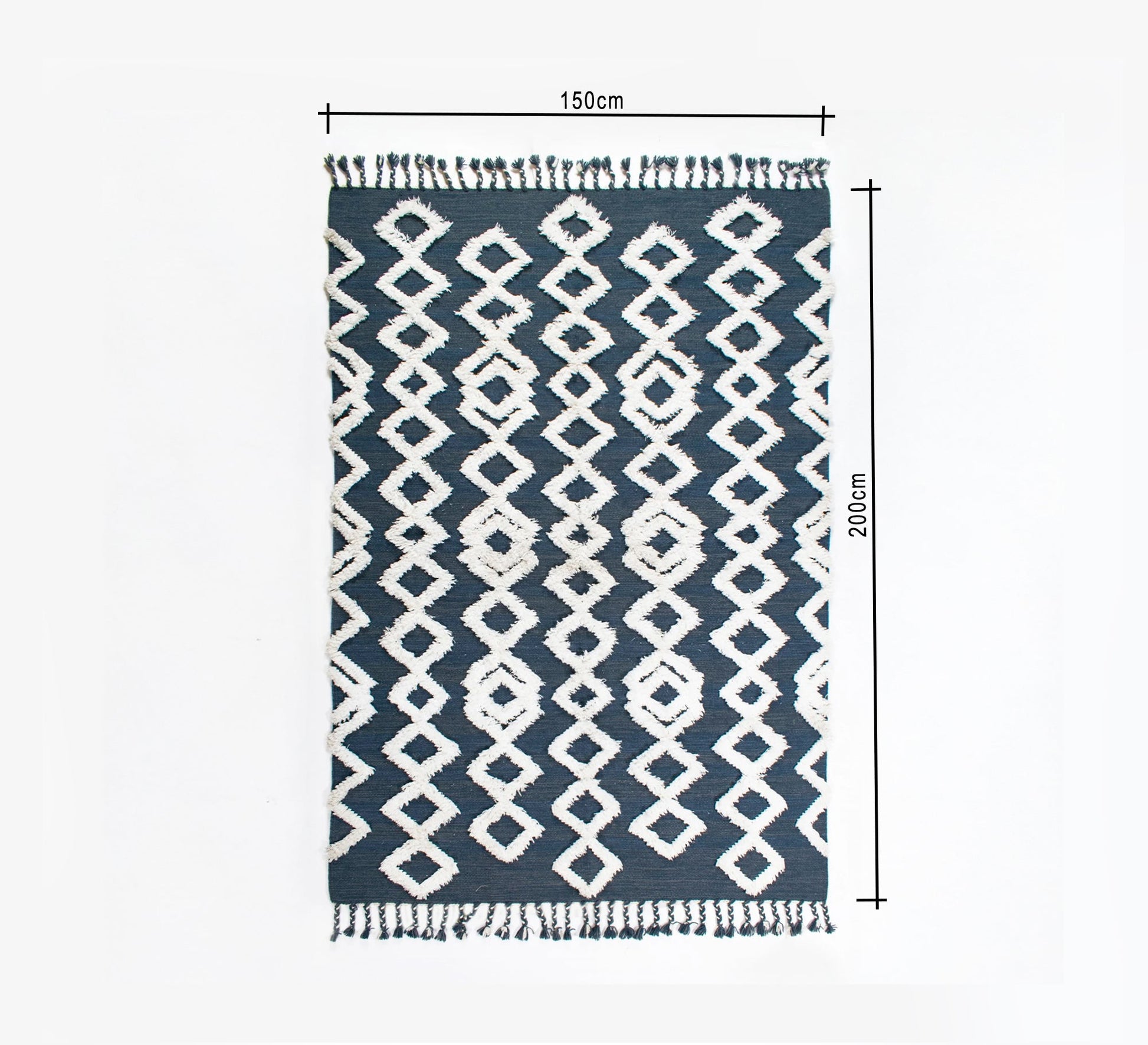A navy rug that offers depth and comfort through its diamond pattern and textured pile - Vitrine Furniture - Accessories