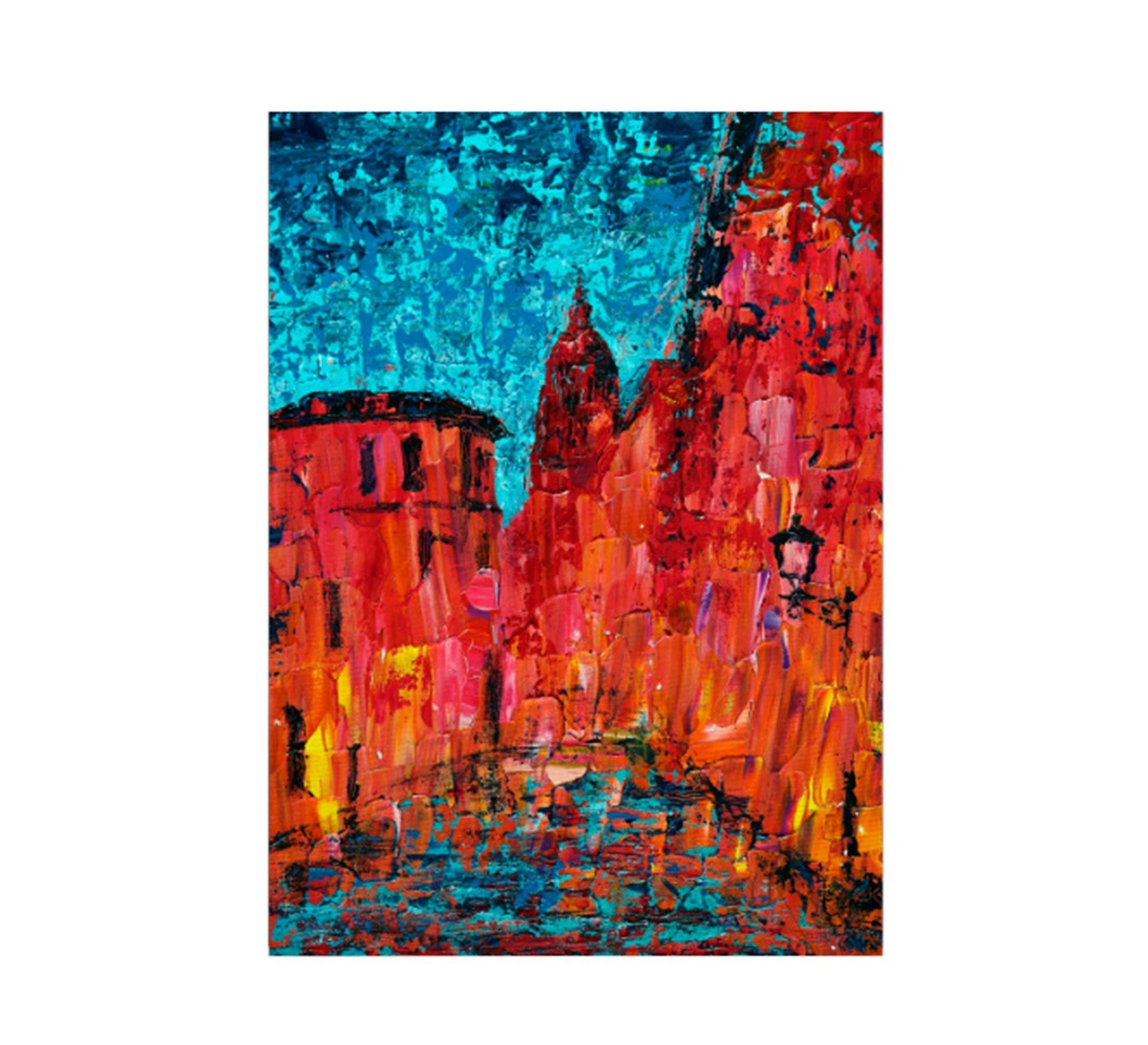 A painting of a medieval castle - Vitrine Furniture - Décor