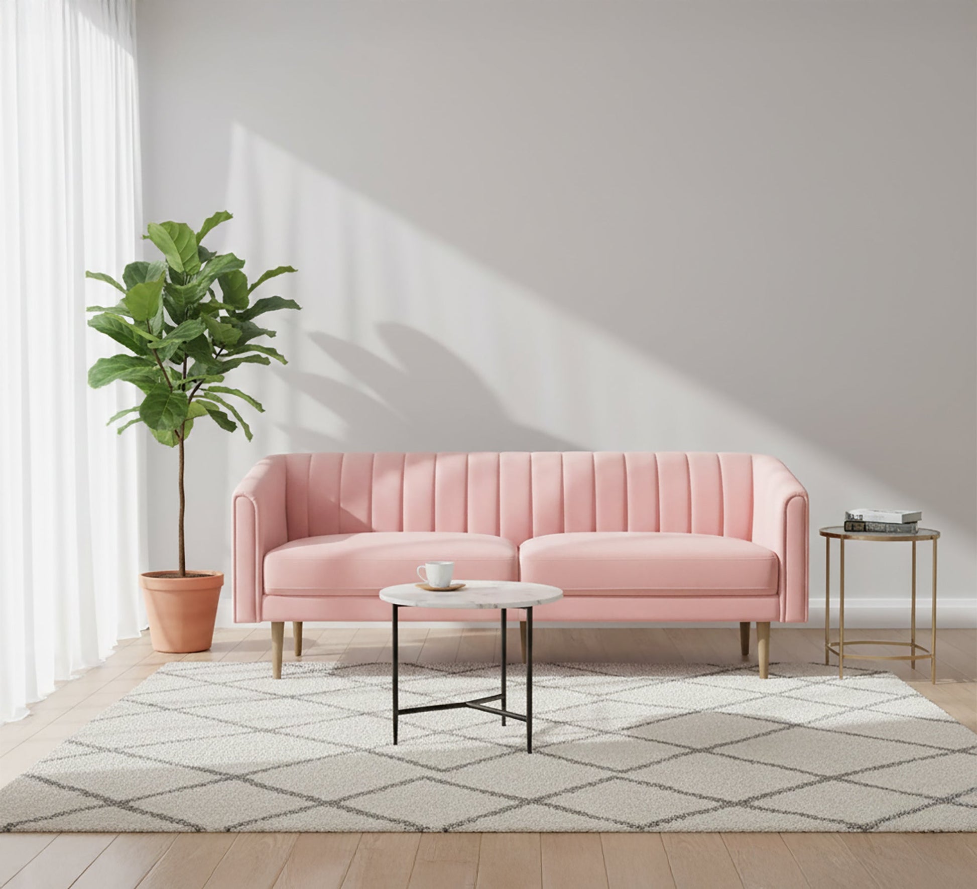 A pink parallelepiped capotone sofa - Vitrine Furniture - Living room Sofas