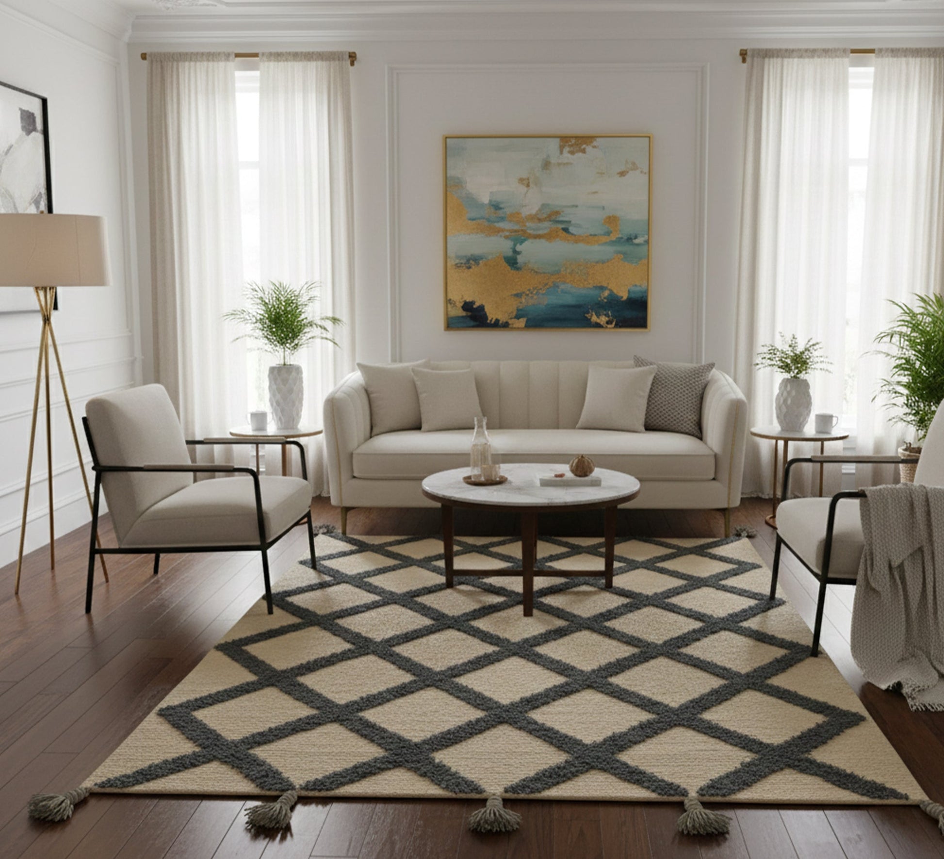 A playful and elegant bohemian rug with bright stripes and patterns - Vitrine Furniture - Accessories