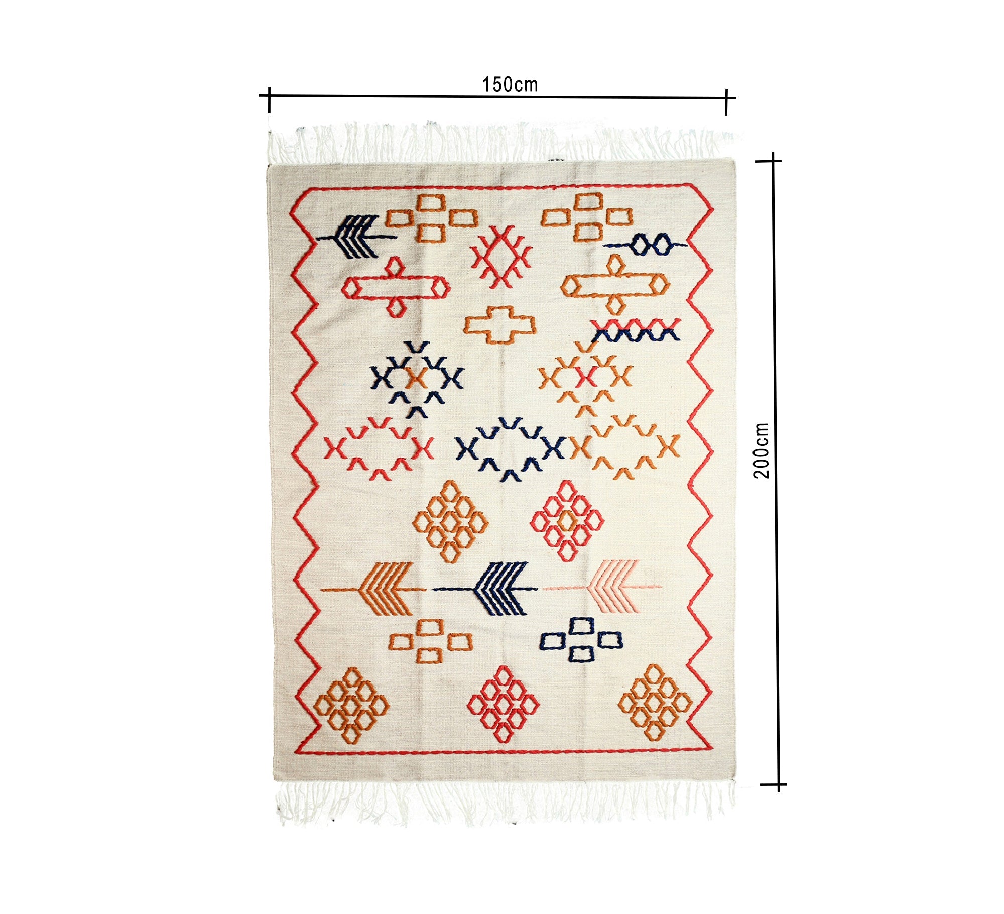 A playful, geometric white rug with a distinctive bohemian texture - Vitrine Furniture - Accessories