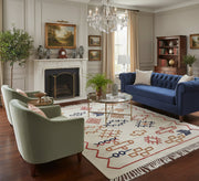 A playful, geometric white rug with a distinctive bohemian texture - Vitrine Furniture - Accessories