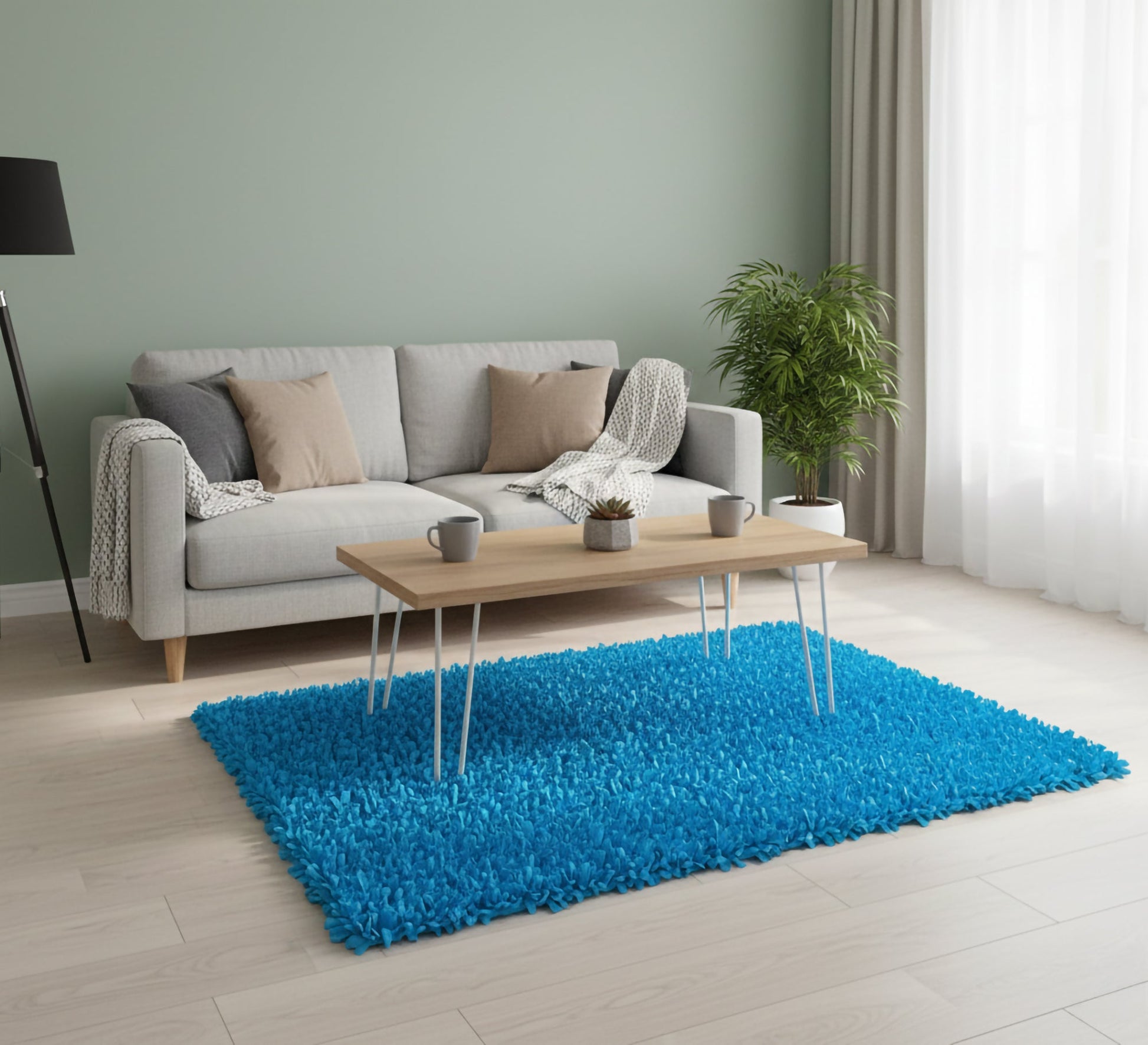 A plush pile rug in cheerful blue. - Vitrine Furniture - Accessories
