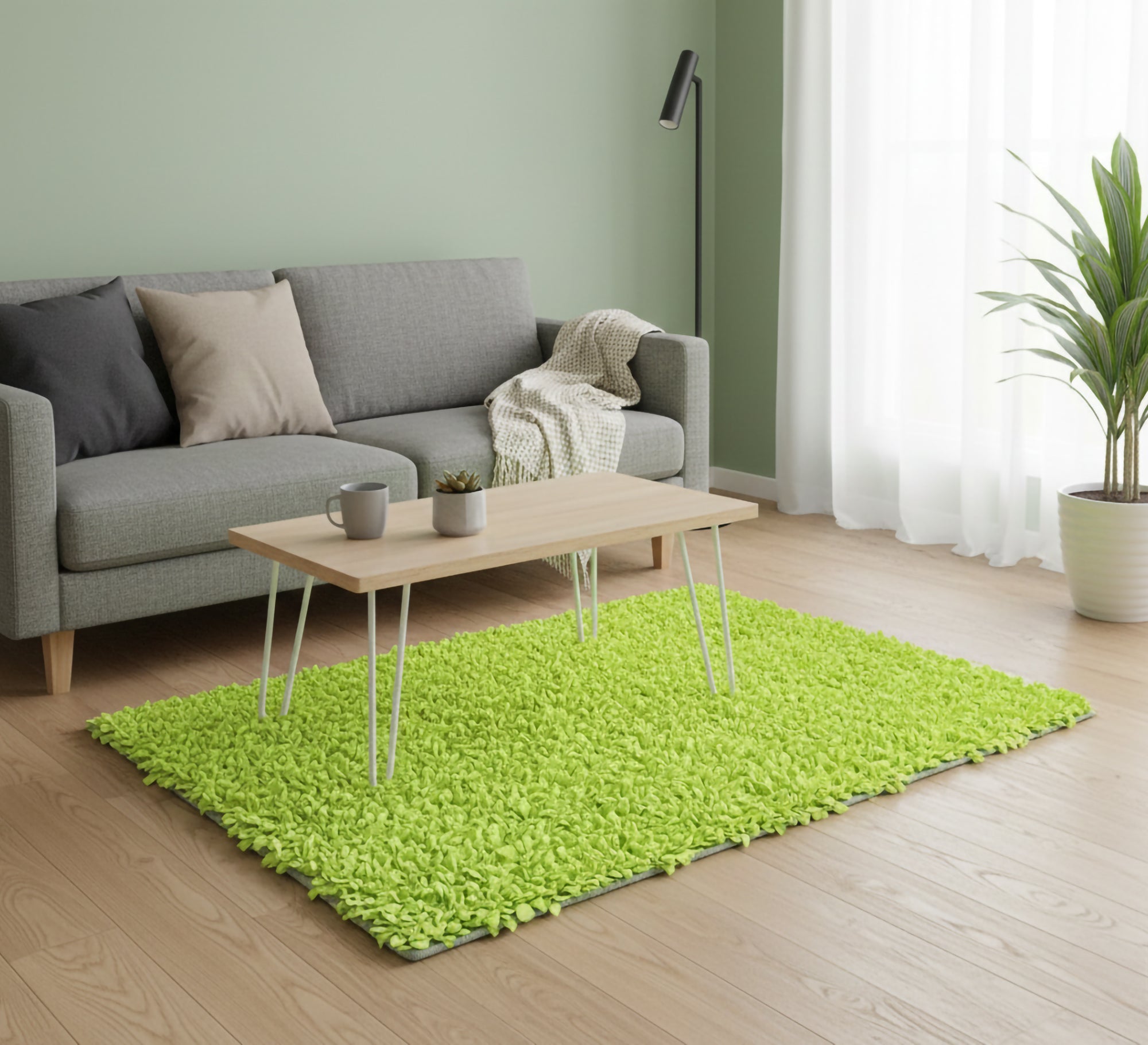 A plush pile rug in cheerful yellow. - Vitrine Furniture - Accessories