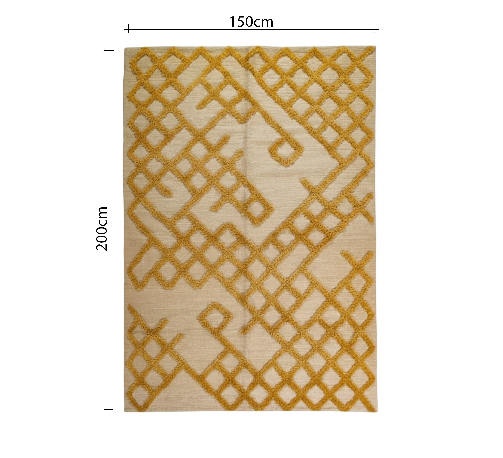 A plush pile rug with a diamond pattern in mustard yellow. - Vitrine Furniture - Accessories