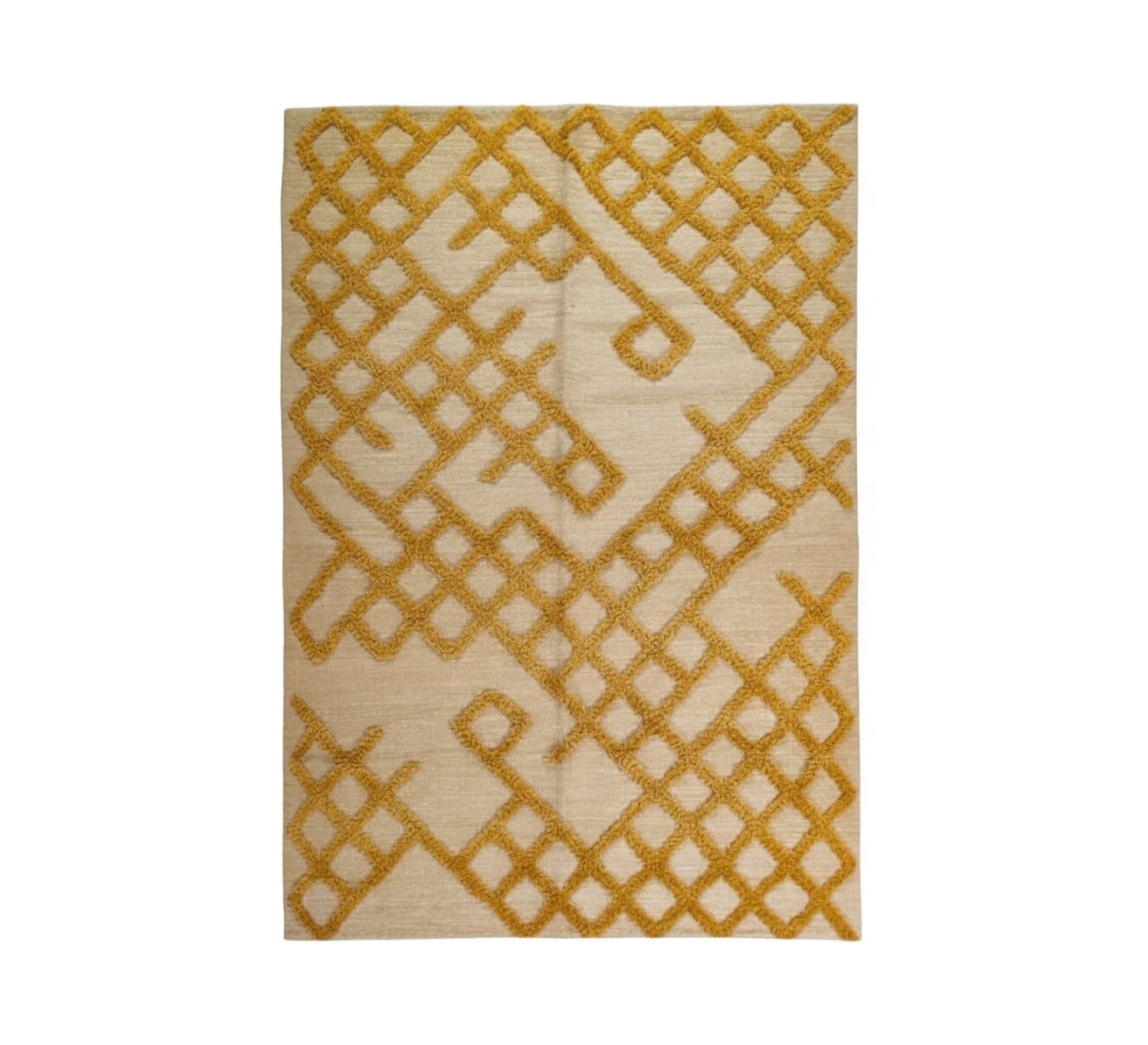 A plush pile rug with a diamond pattern in mustard yellow. - Vitrine Furniture - Accessories