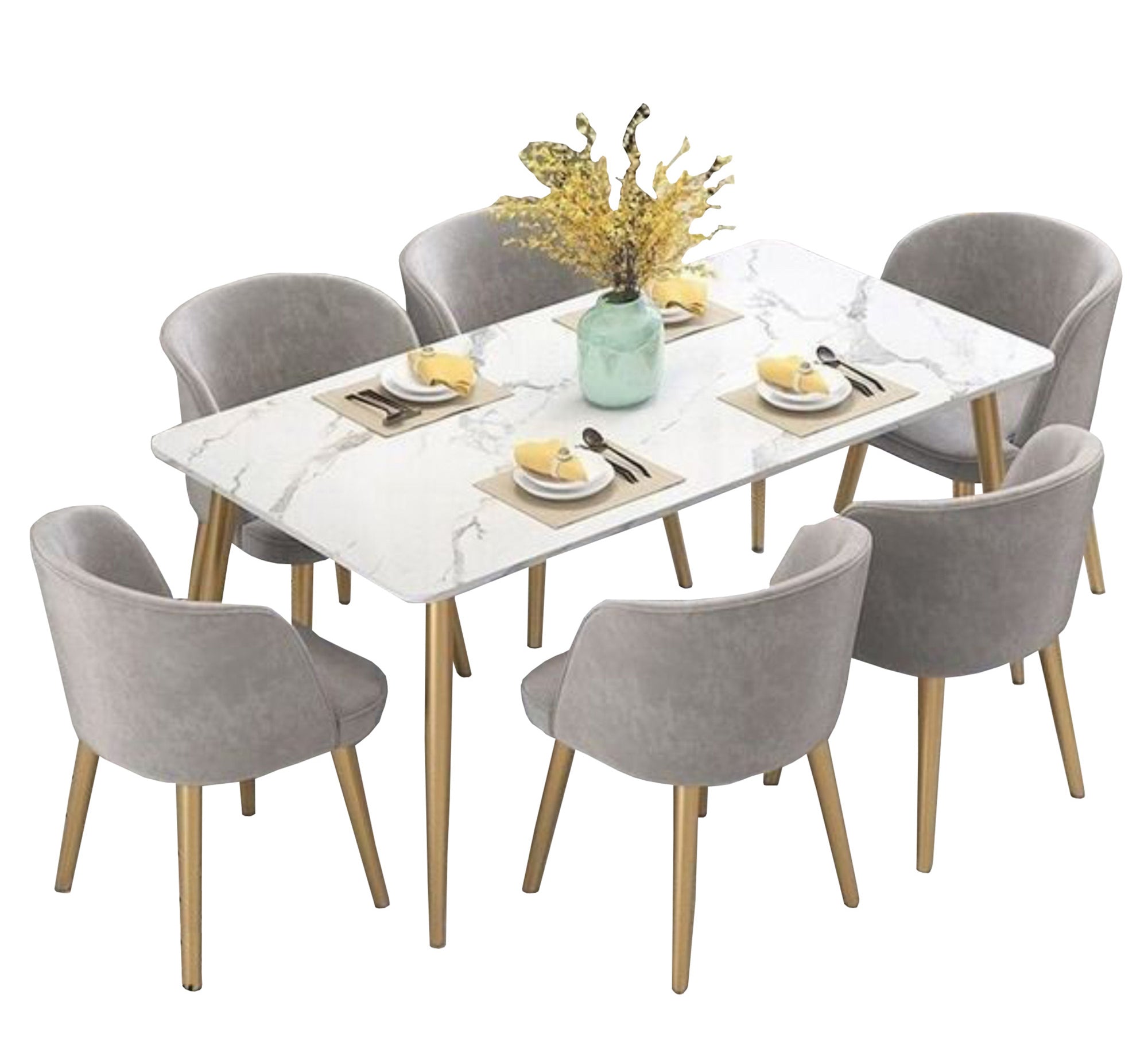 A rectangular dining table with six chairs - Vitrine Furniture - Furniture
