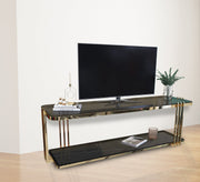 A rectangular gold TV table with two shelves - Vitrine Furniture - Furniture