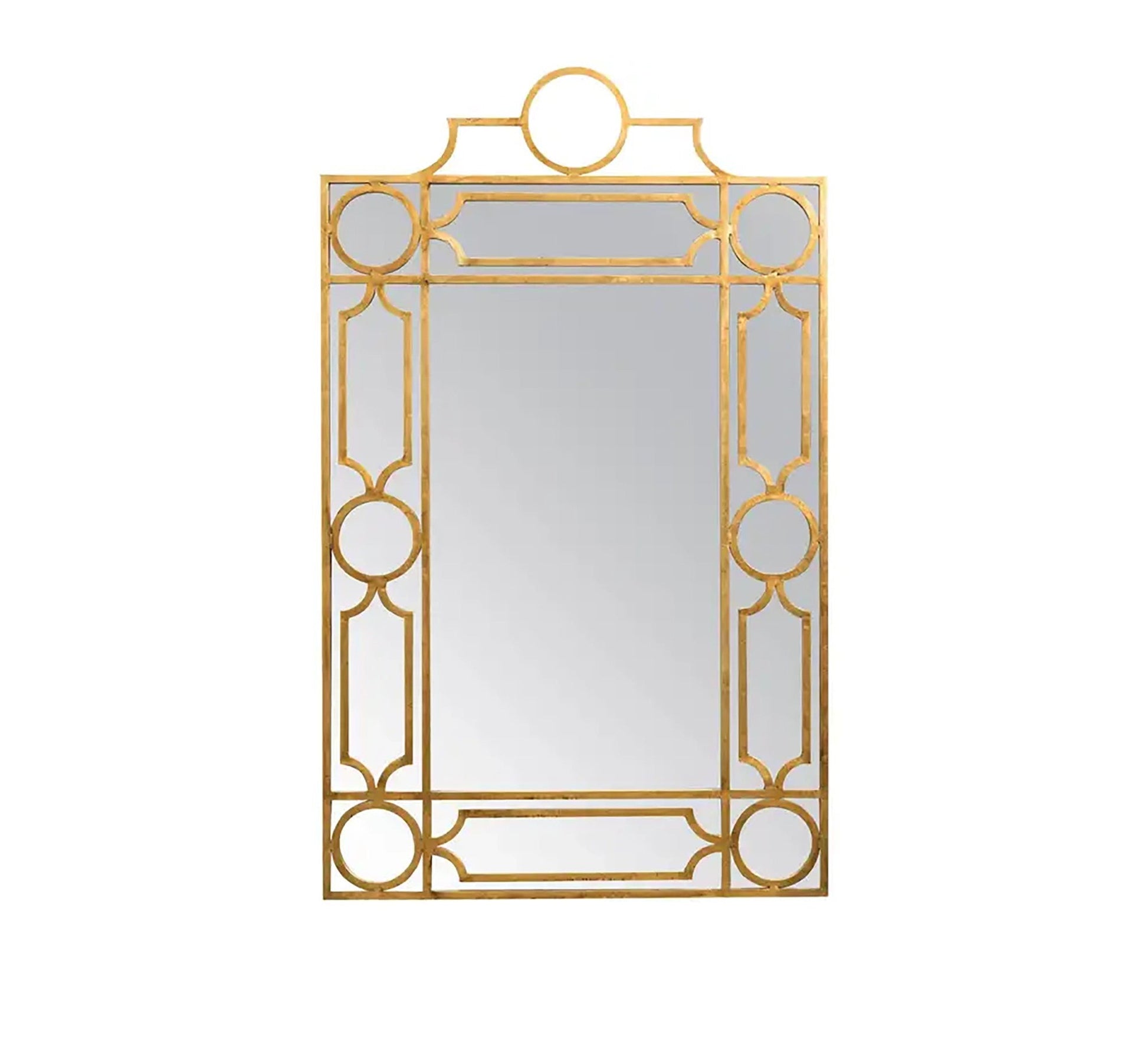 A rectangular mirror with a frame decorated with hollow circles - Vitrine Furniture - Décor