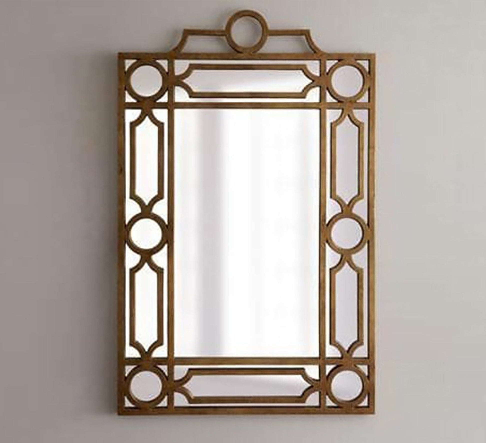 A rectangular mirror with a frame decorated with hollow circles - Vitrine Furniture - Décor