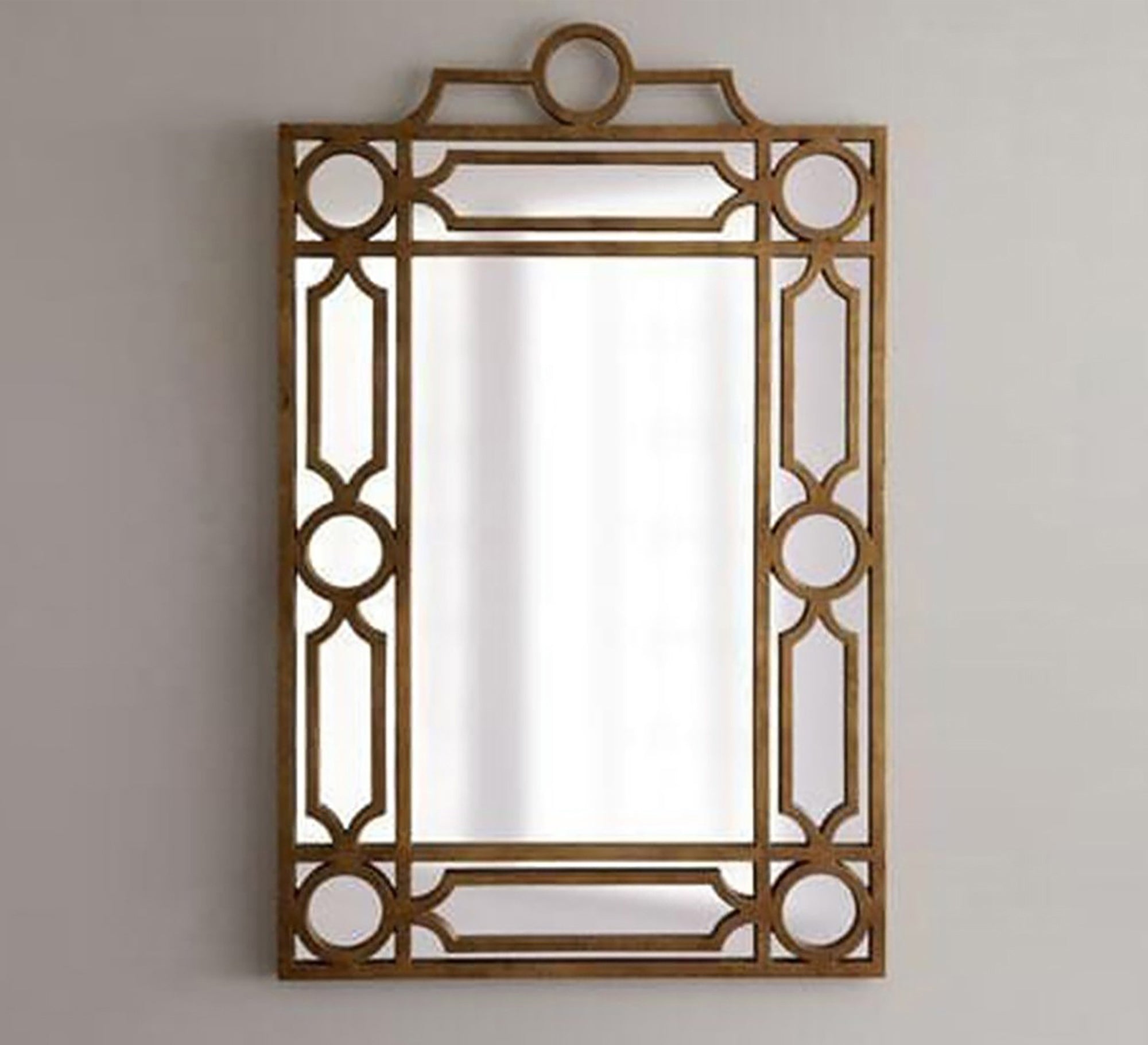 A rectangular mirror with a frame decorated with hollow circles - Vitrine Furniture - Décor