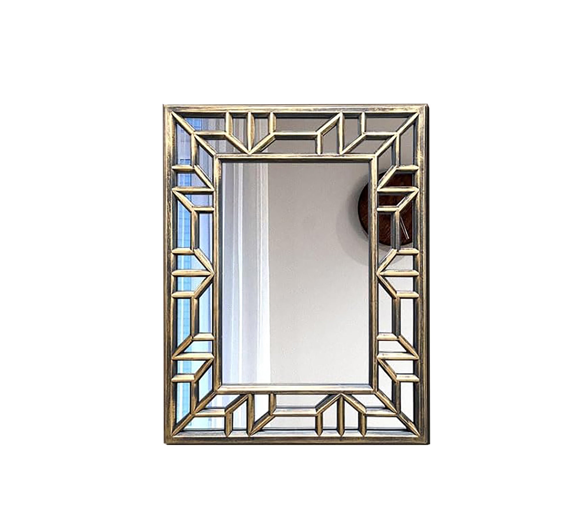 A rectangular mirror with two frames one of which is hollow wood - Vitrine Furniture - Décor