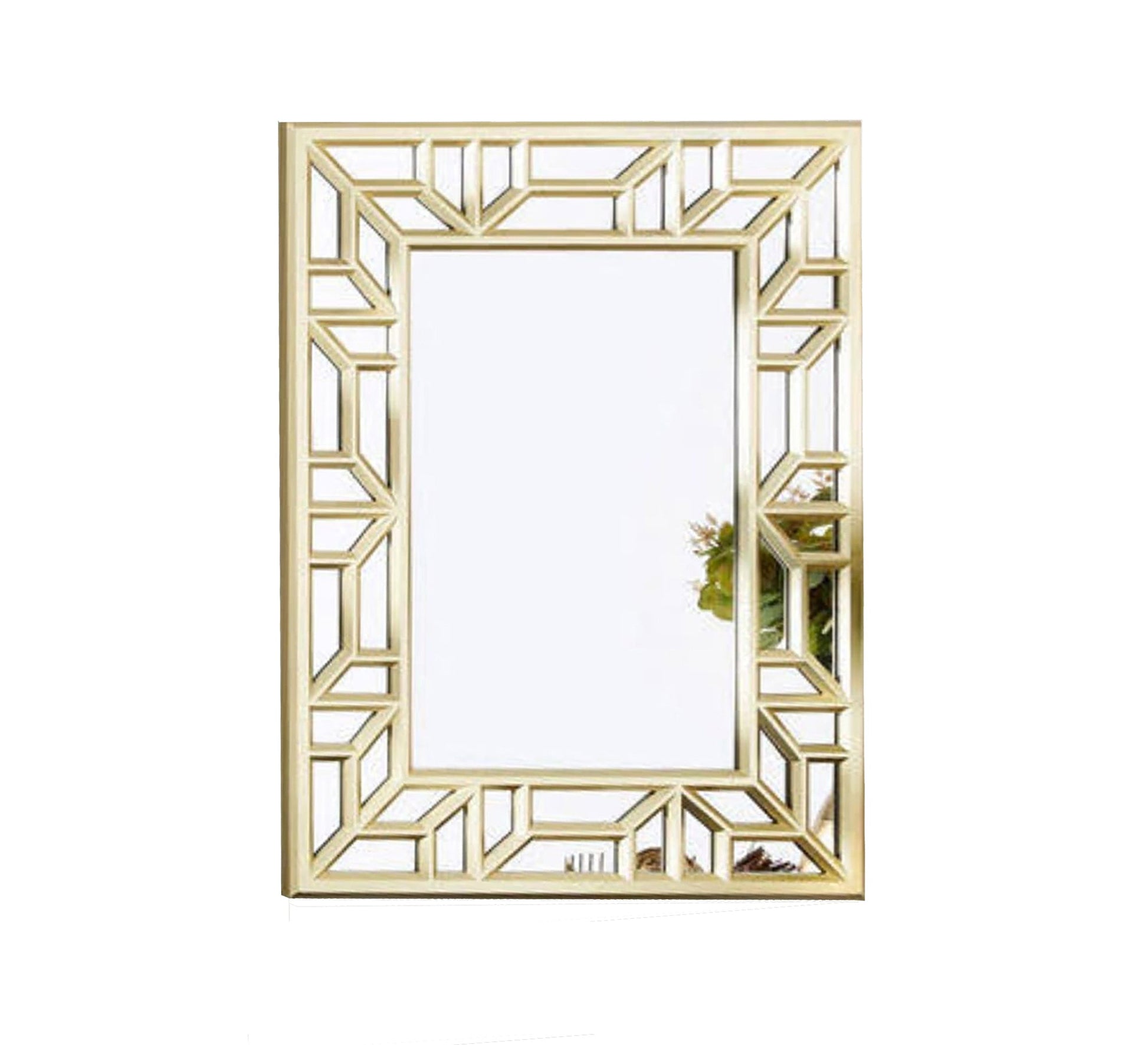 A rectangular mirror with two frames one of which is hollow wood - Vitrine Furniture - Décor