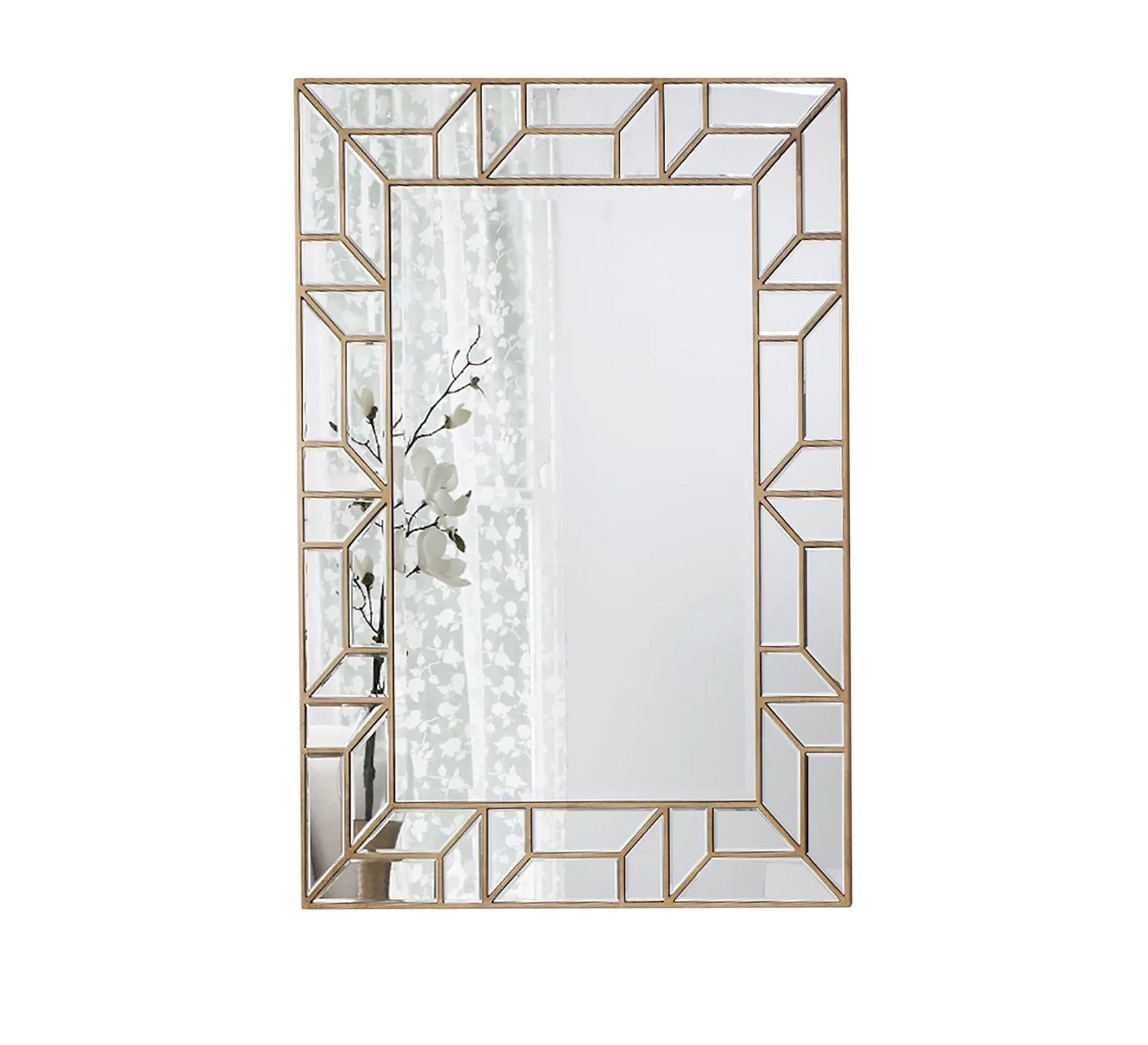 A rectangular mirror with two frames one of which is hollow wood - Vitrine Furniture - Décor