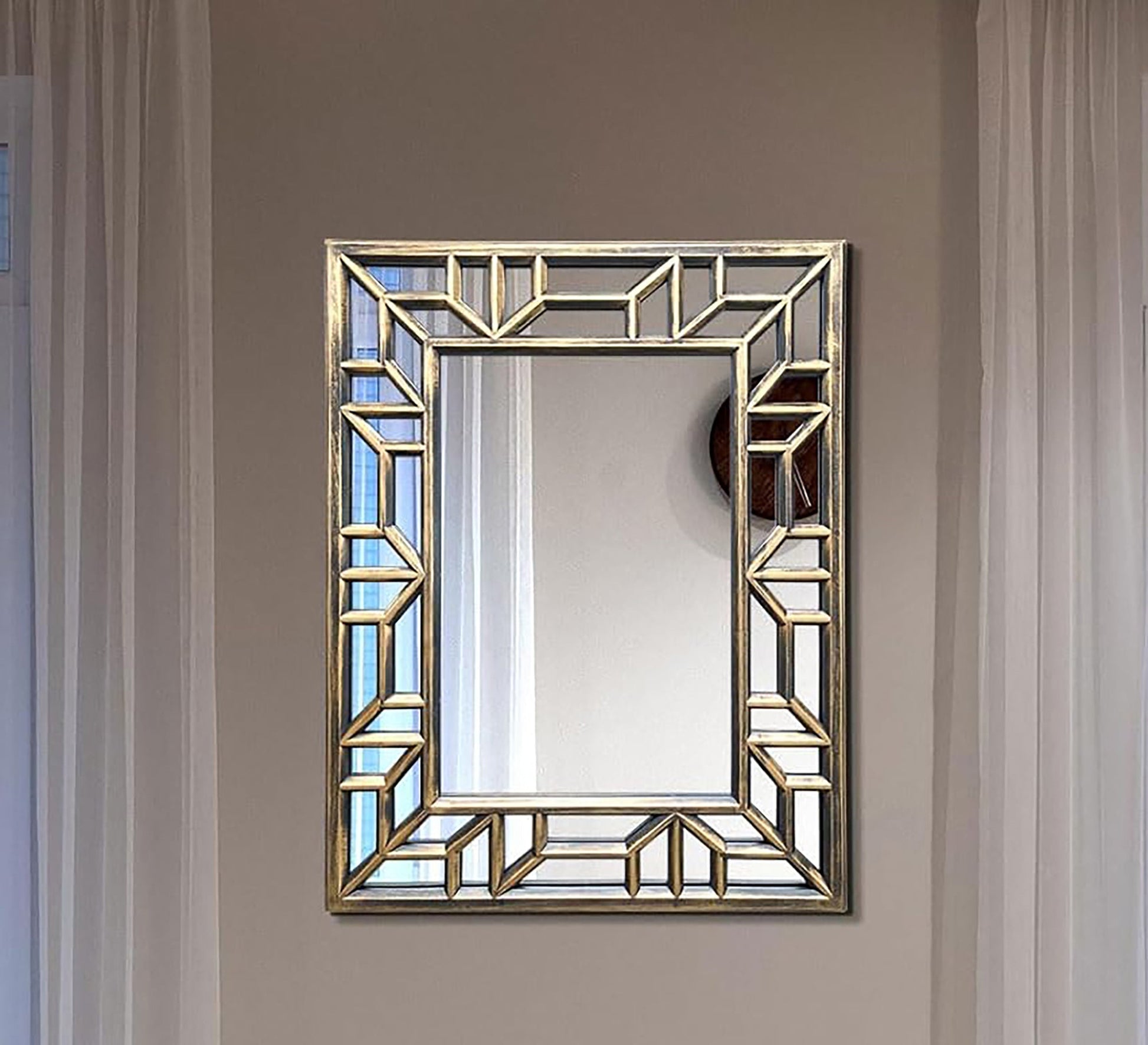 A rectangular mirror with two frames one of which is hollow wood - Vitrine Furniture - Décor