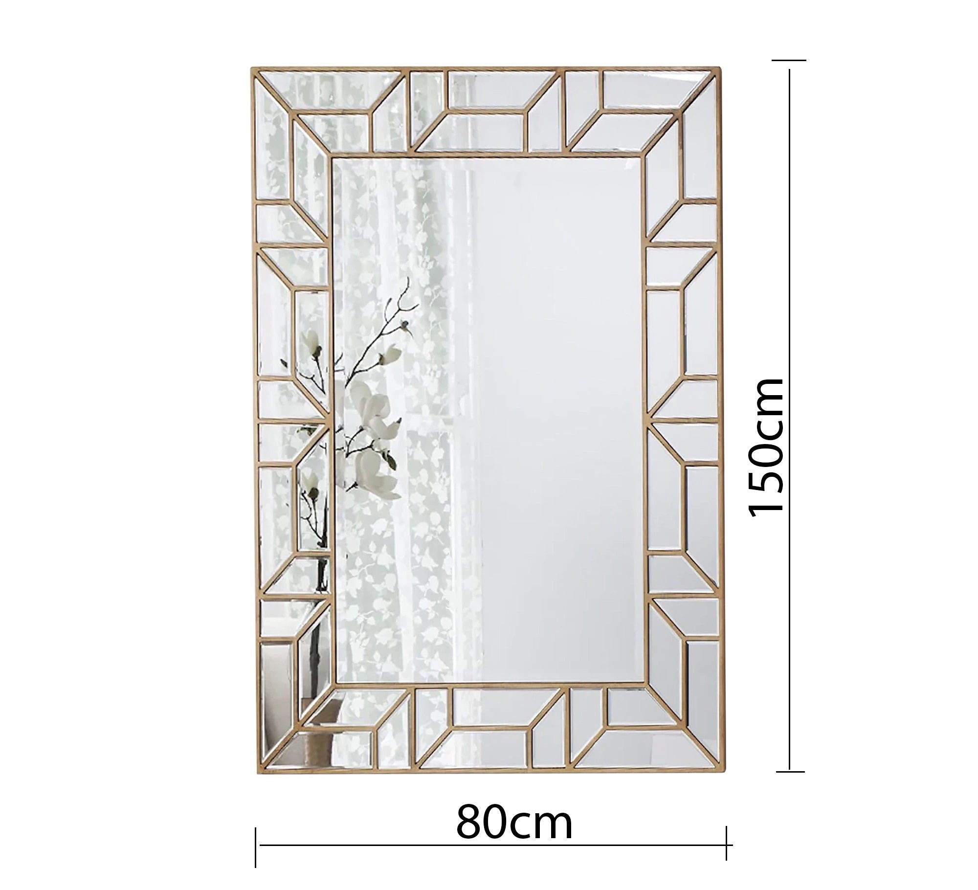 A rectangular mirror with two frames one of which is hollow wood - Vitrine Furniture - Décor