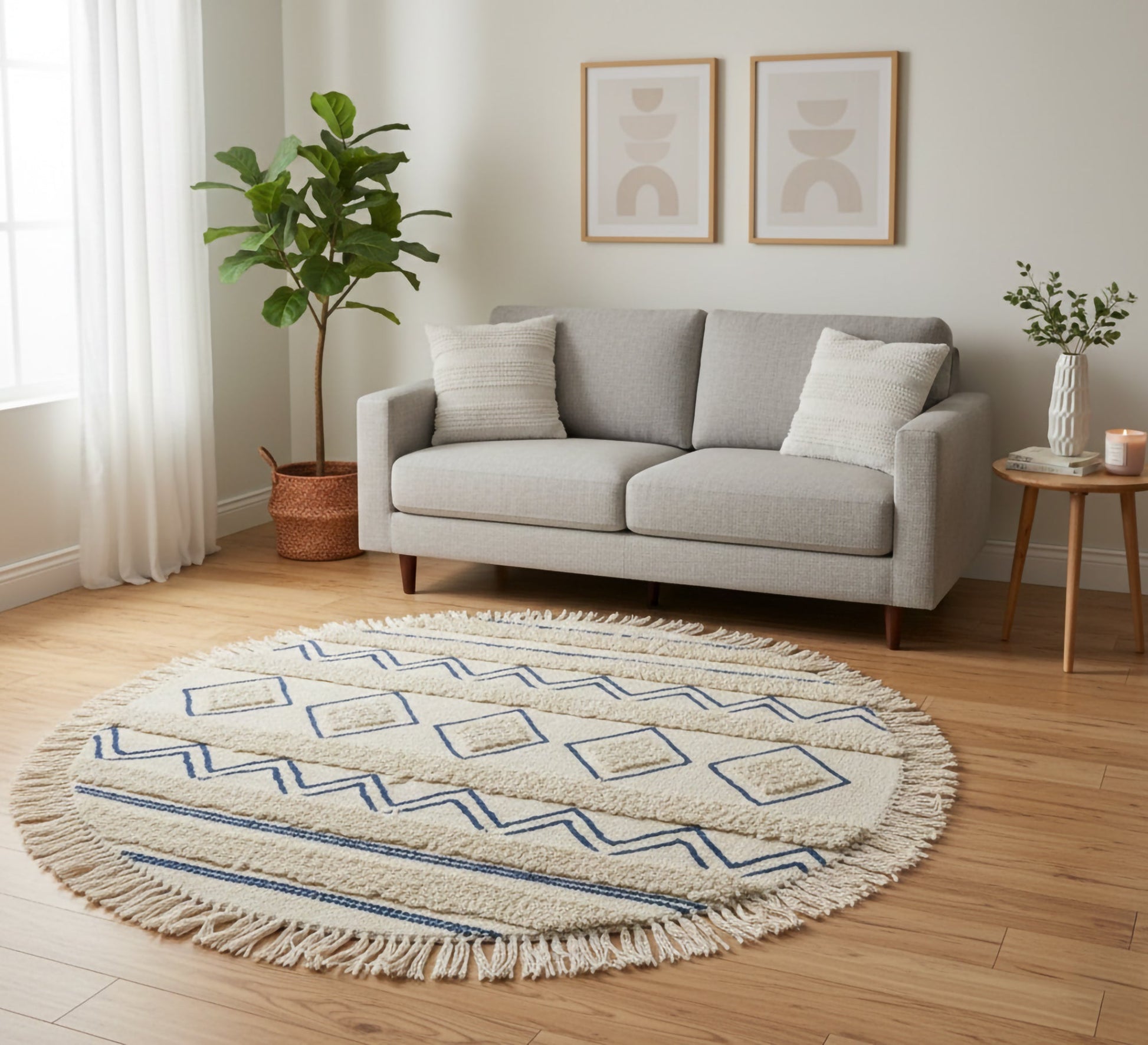 A round rug with beautiful Nubian patterns - Vitrine Furniture - Accessories
