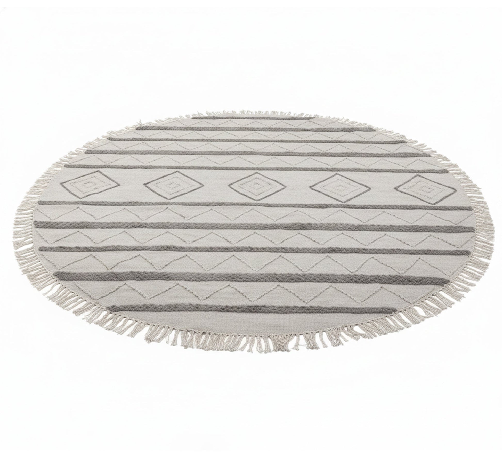 A round rug with geometric patterns and horizontal lines - Vitrine Furniture - Accessories
