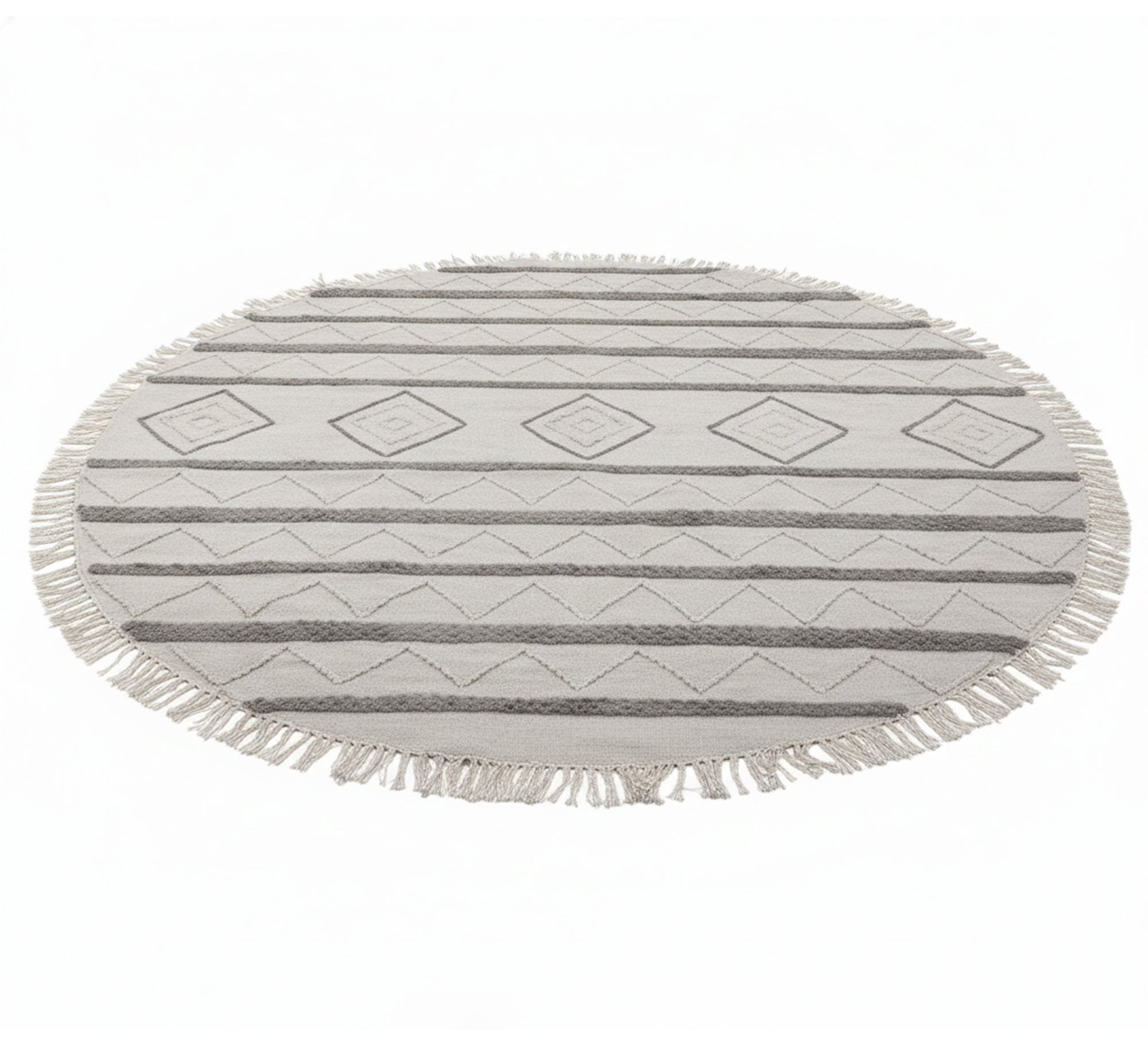 A round rug with geometric patterns and horizontal lines - Vitrine Furniture - Accessories