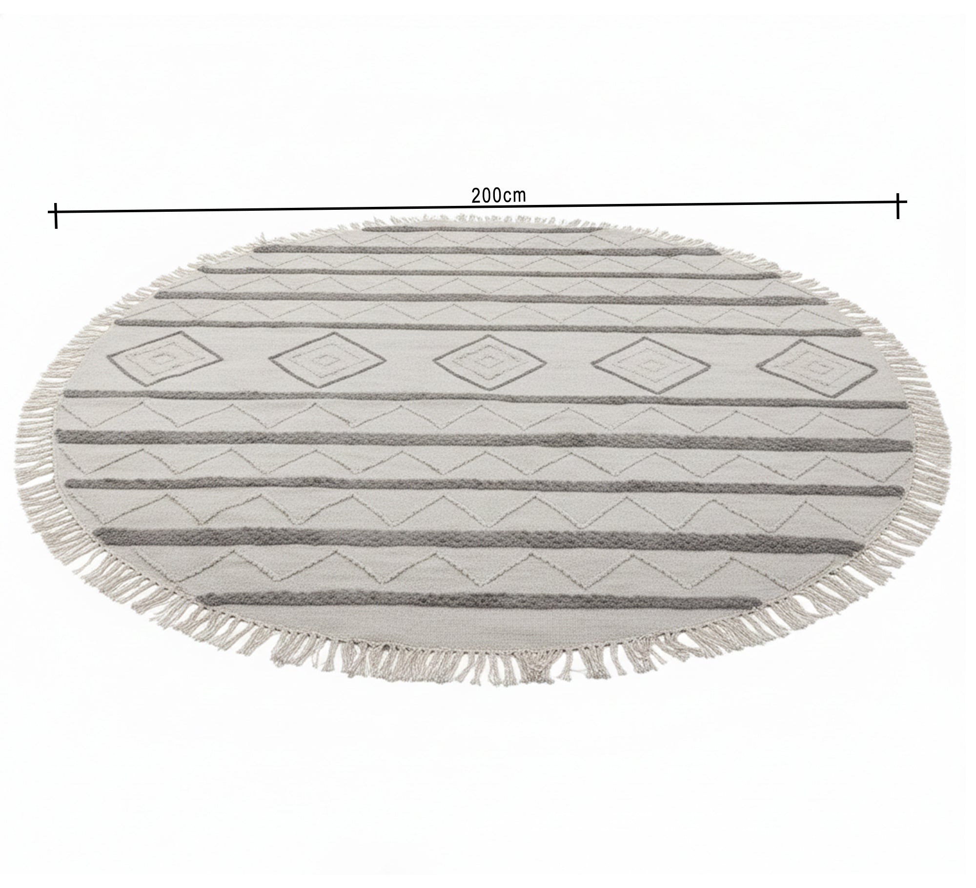 A round rug with geometric patterns and horizontal lines - Vitrine Furniture - Accessories