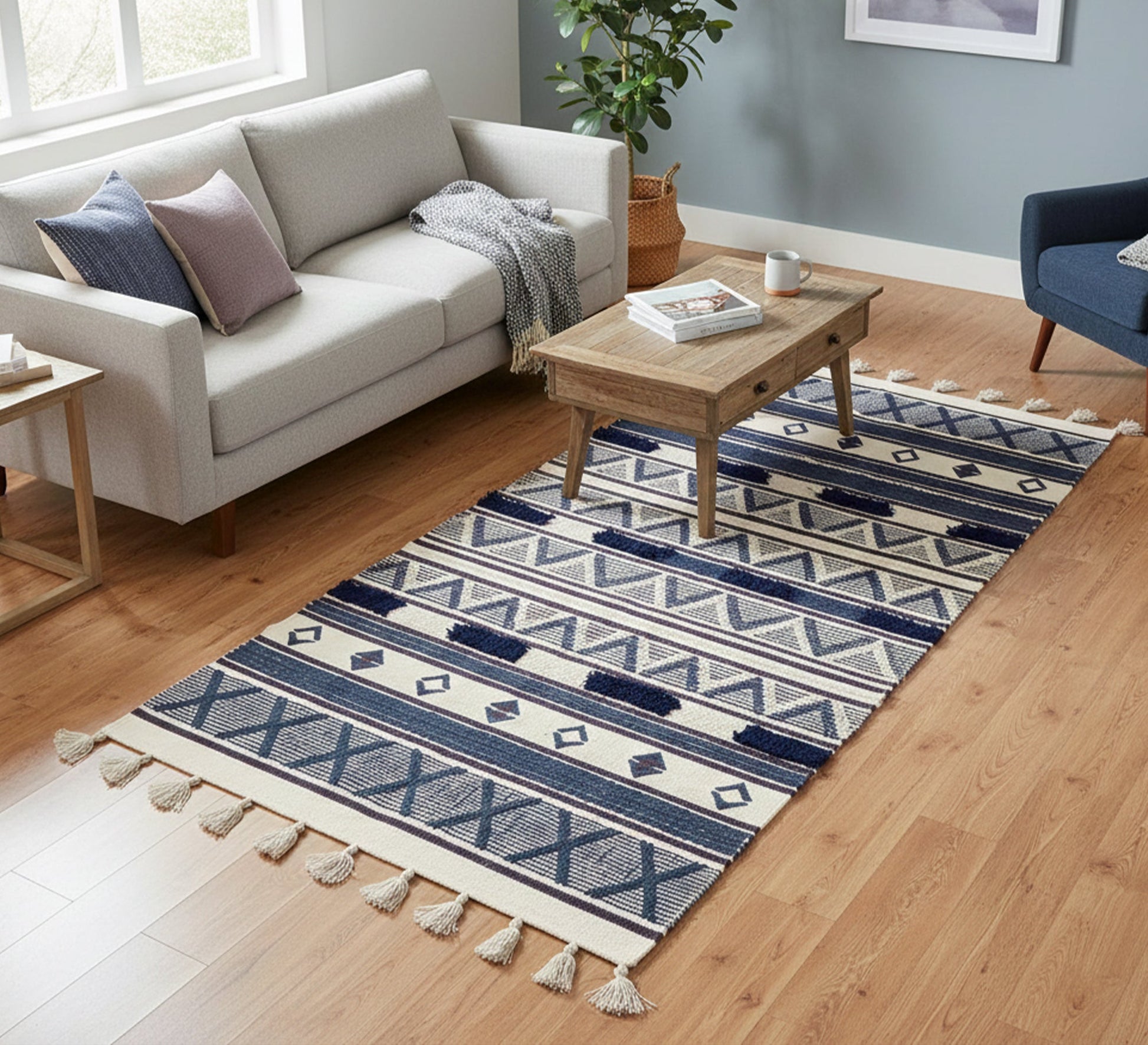 A rug embroidered with geometric patterns of life - Vitrine Furniture - Accessories