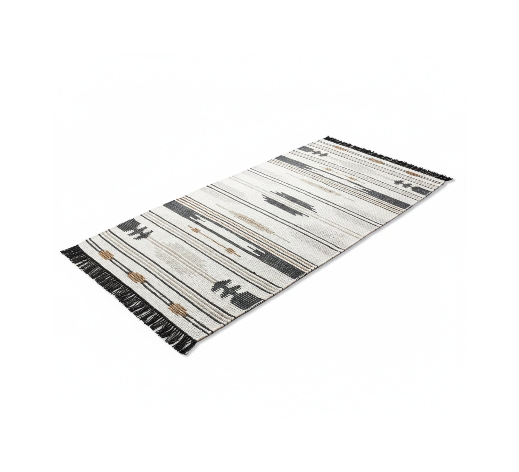 A rug with a modern black and white design - Vitrine Furniture - Accessories