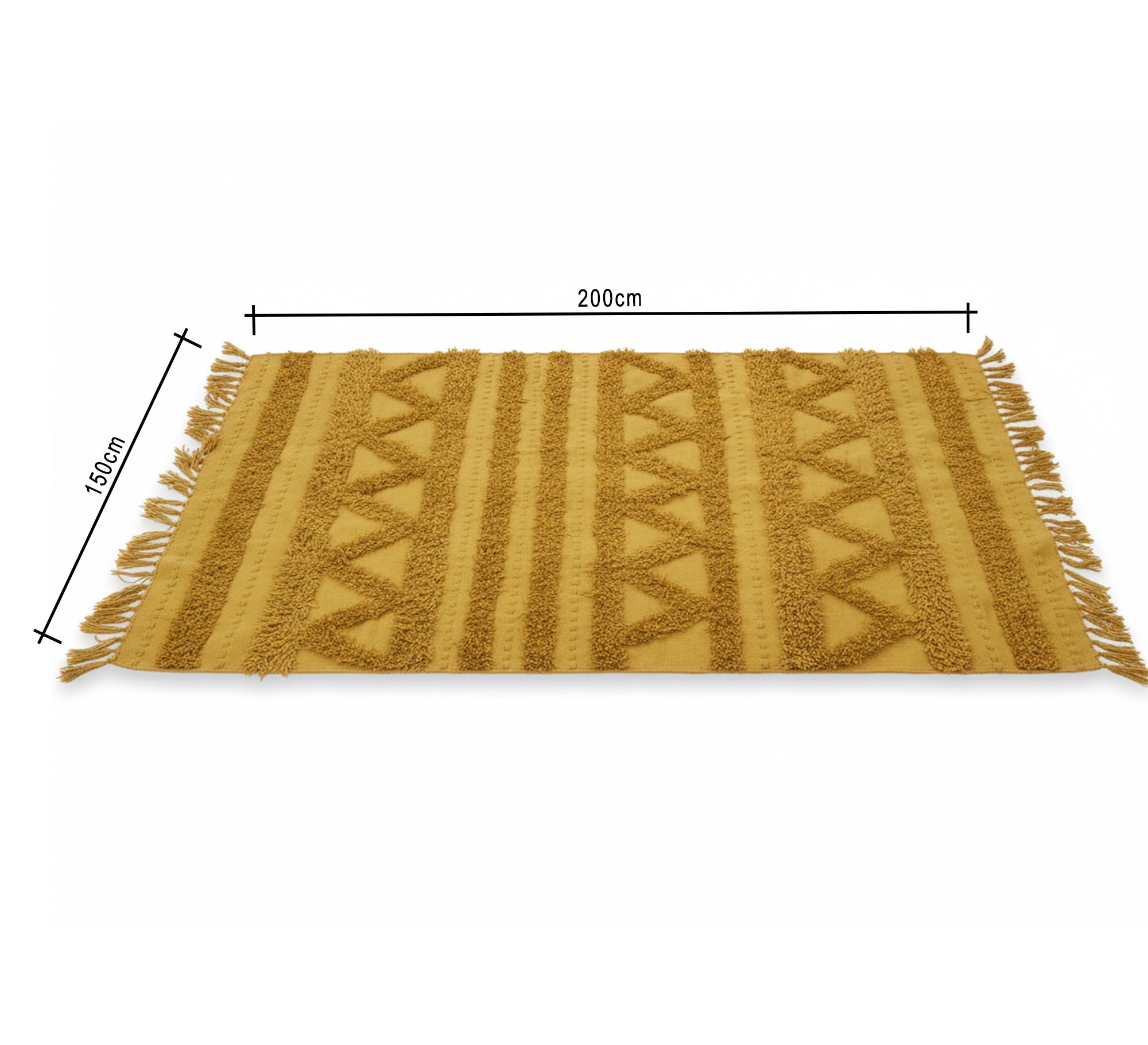 A rug with a prominent and interlocking yellow zigzag pattern - Vitrine Furniture - Accessories