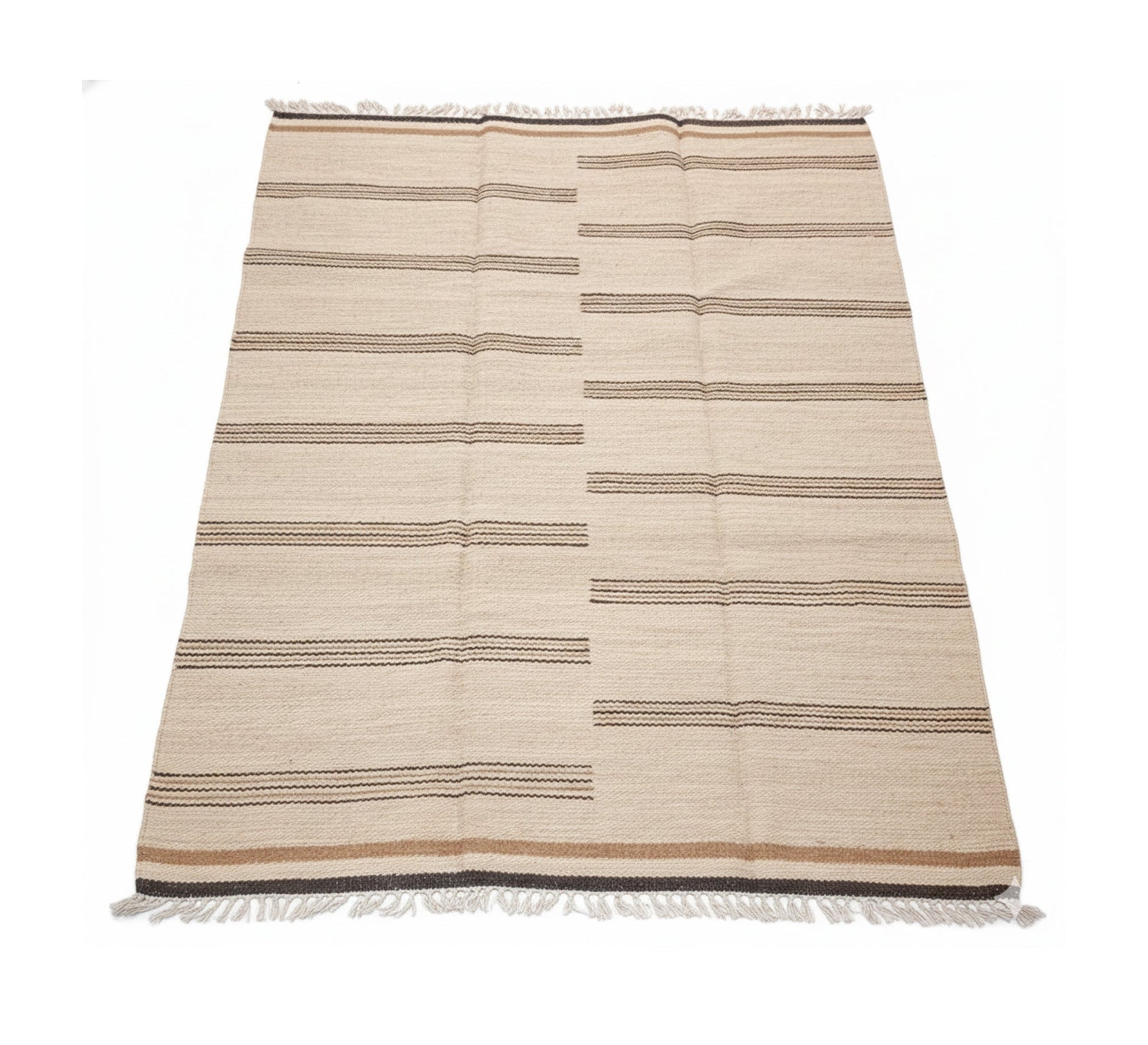 A rug with a subtle gradient, featuring thin brown lines and a white background - Vitrine Furniture - Accessories