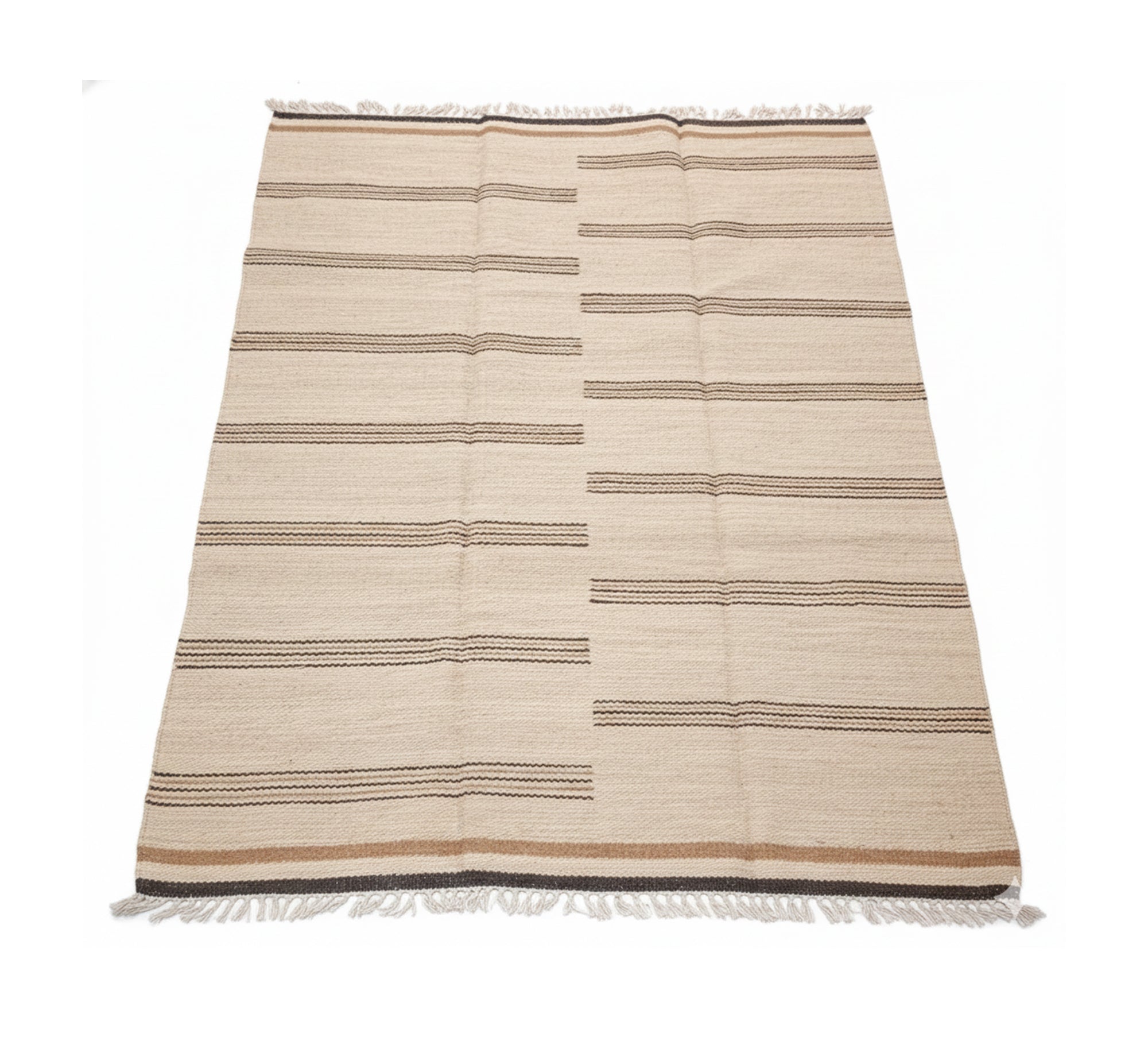 A rug with a subtle gradient, featuring thin brown lines and a white background - Vitrine Furniture - Accessories