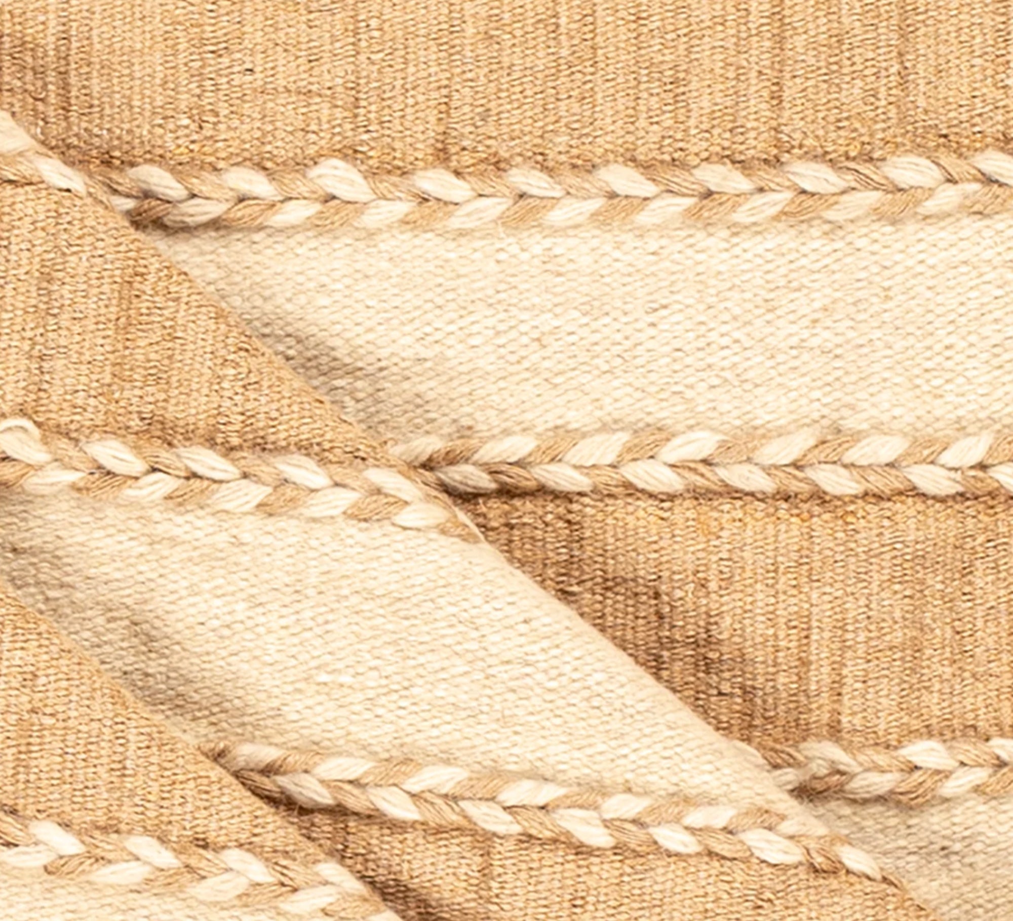 A rug with beige and brown braided stripes and fringes - Vitrine Furniture - Accessories