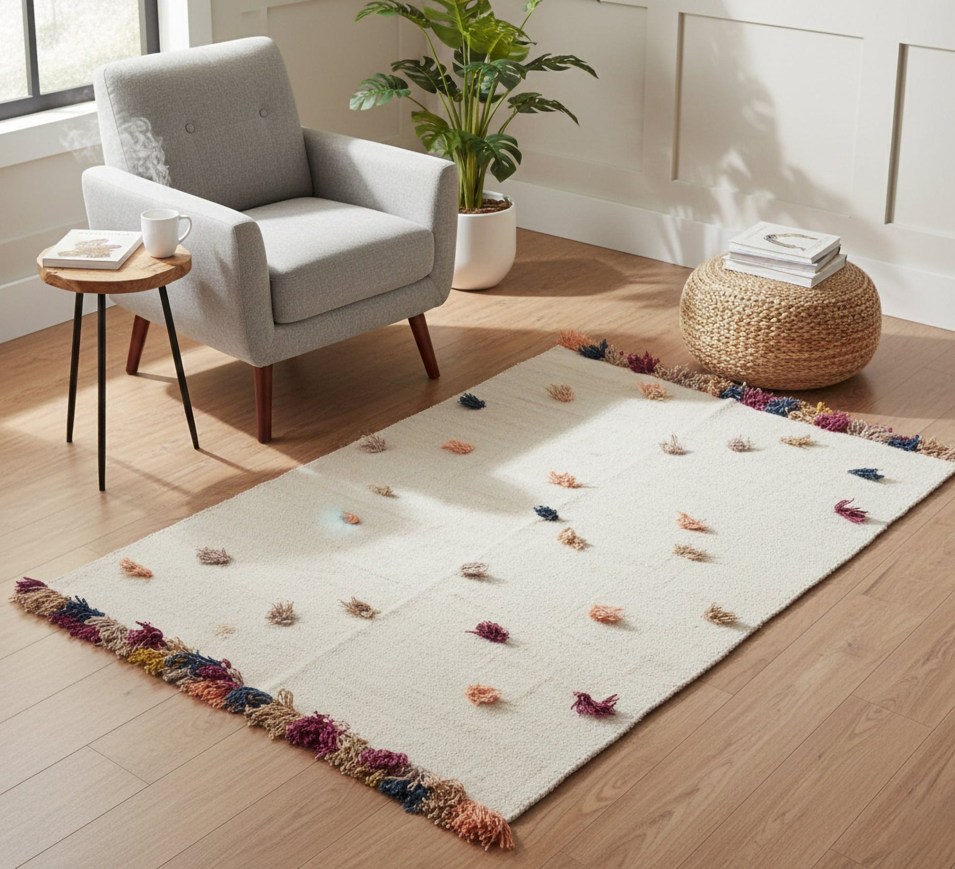 A rug with dense, colorful fringe - Vitrine Furniture - Accessories