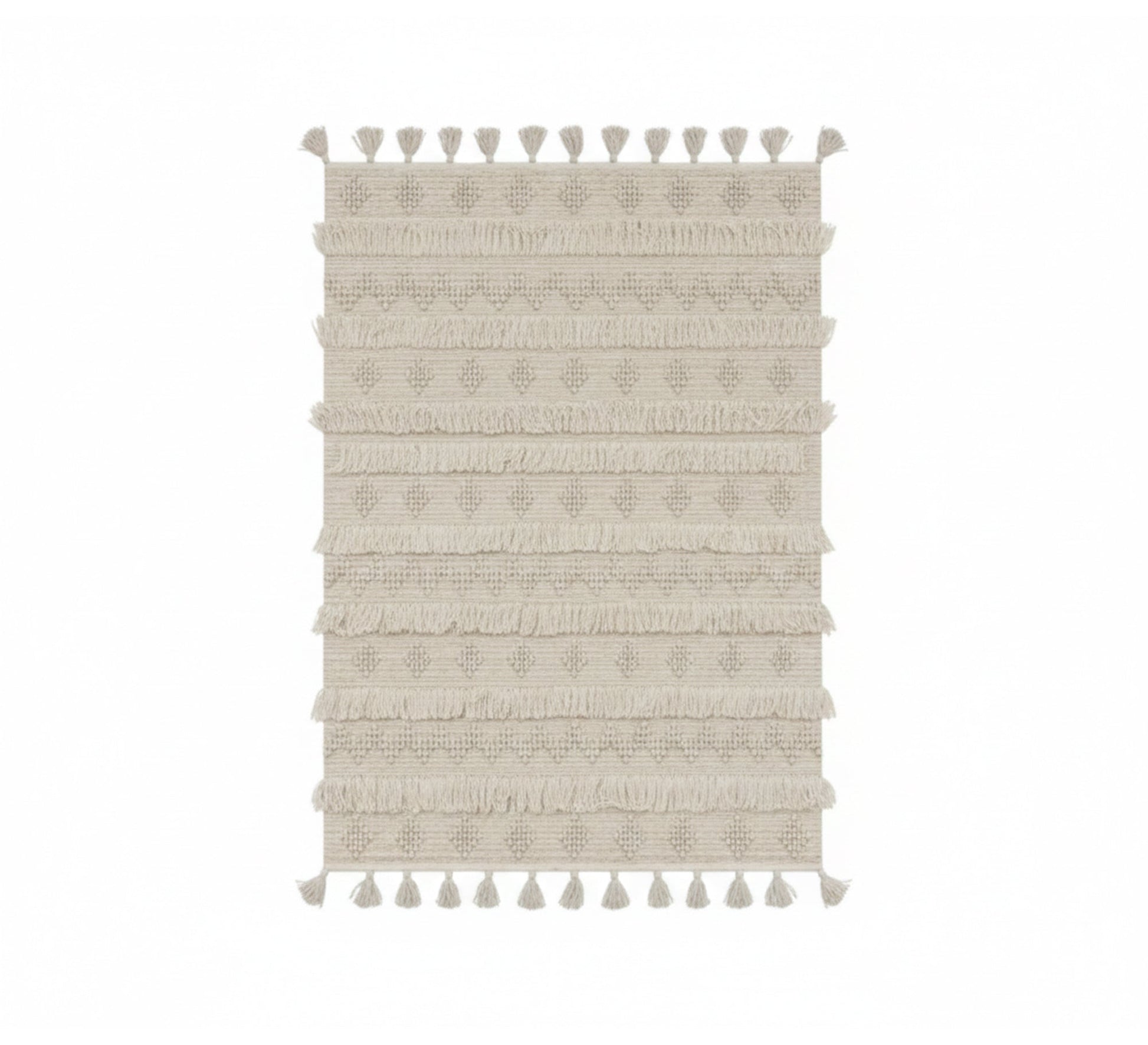 A rug with touches of beige and prominent fringes - Vitrine Furniture - Accessories