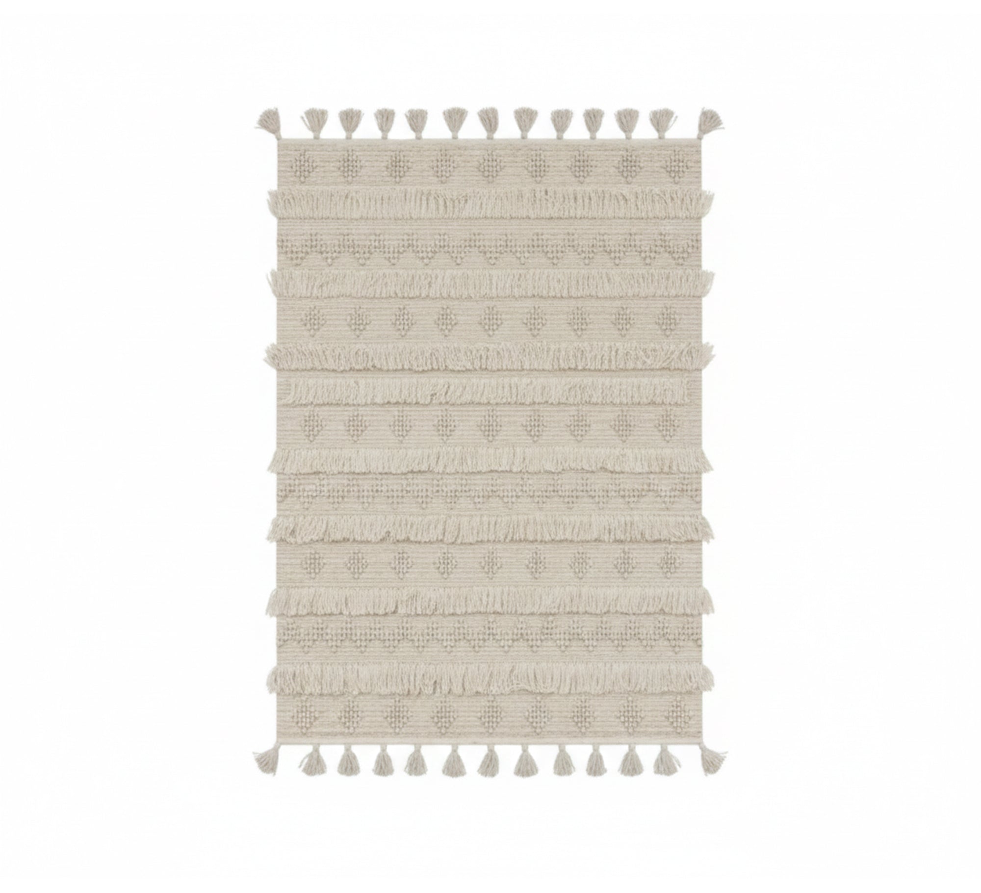 A rug with touches of beige and prominent fringes - Vitrine Furniture - Accessories