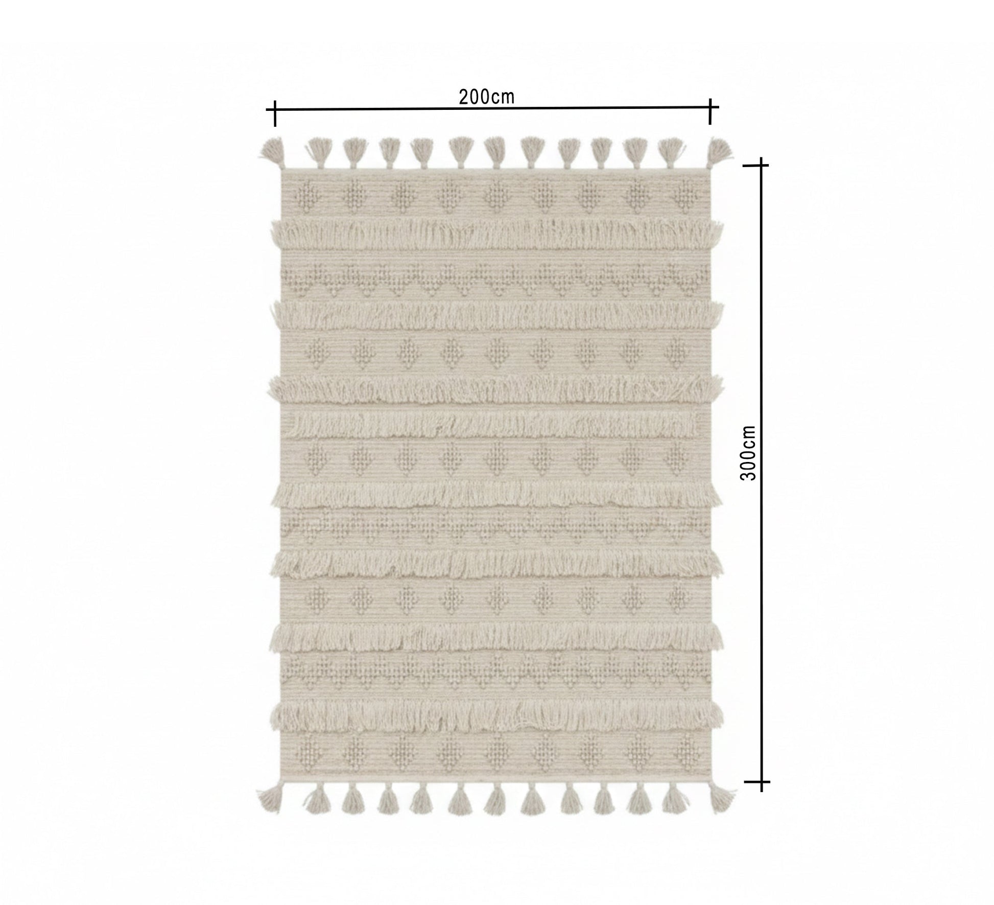 A rug with touches of beige and prominent fringes - Vitrine Furniture - Accessories