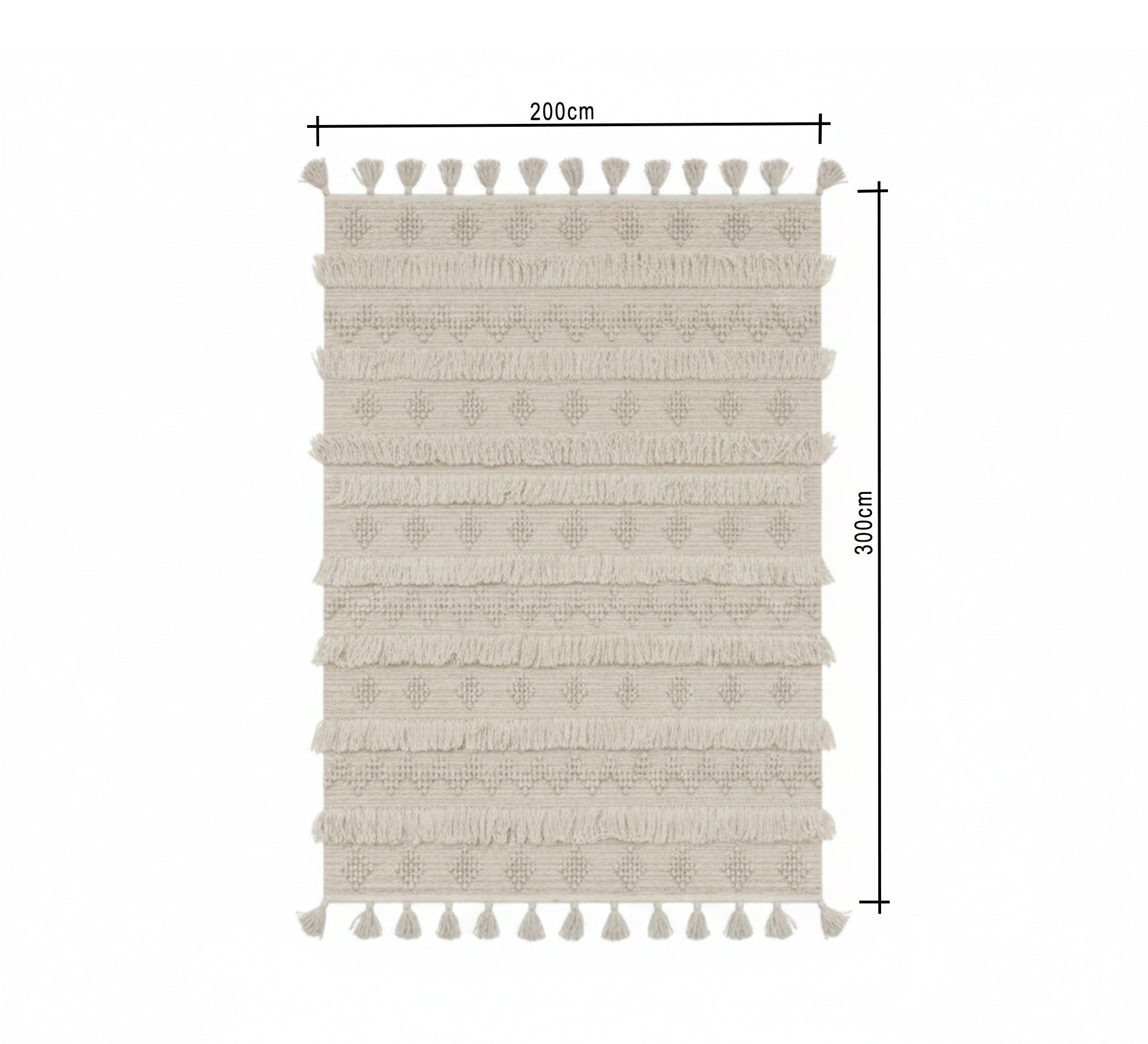A rug with touches of beige and prominent fringes - Vitrine Furniture - Accessories