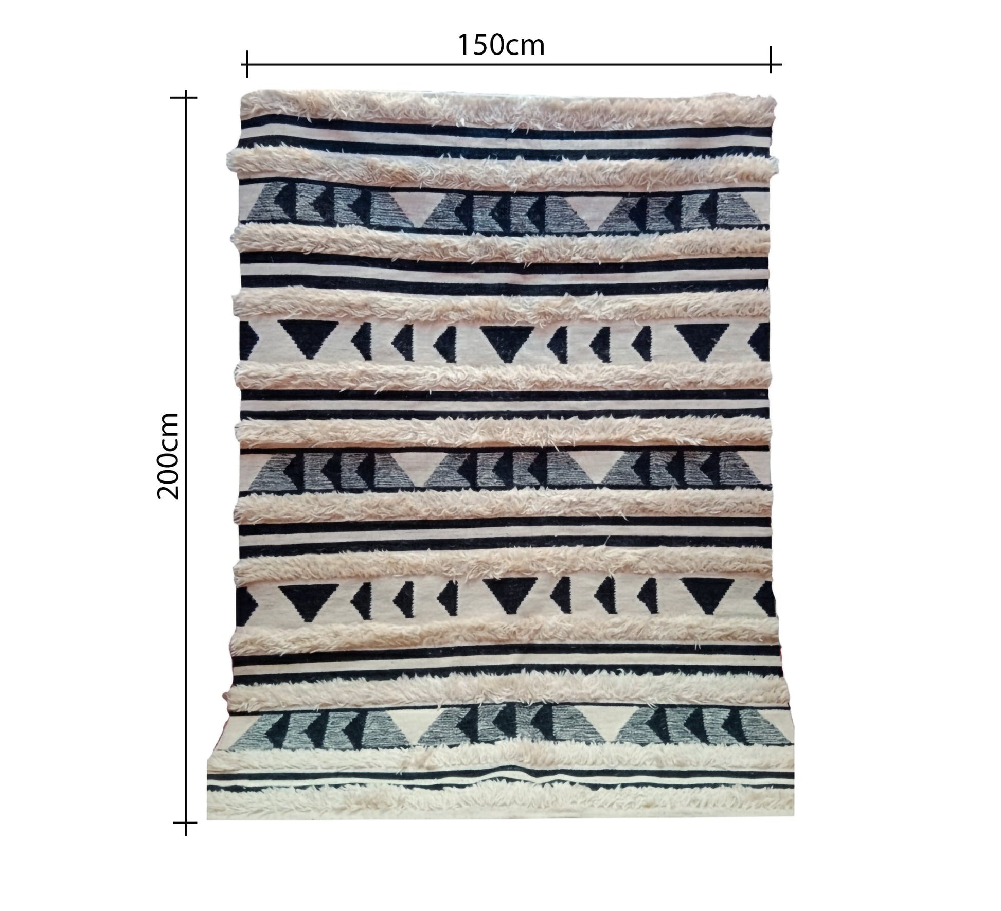 A rug with white stripes and triangular patterns - Vitrine Furniture - Accessories