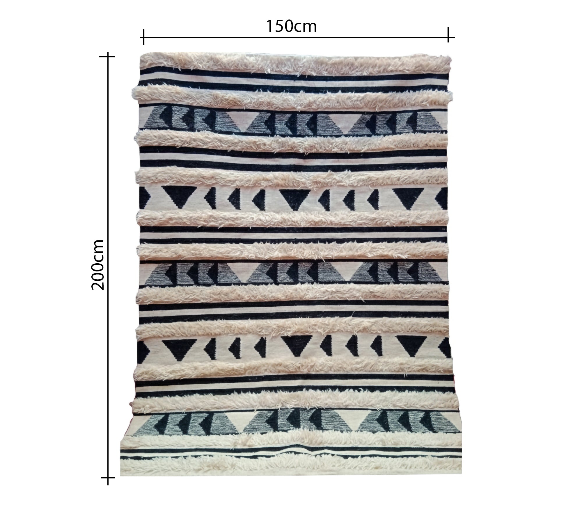 A rug with white stripes and triangular patterns - Vitrine Furniture - Accessories