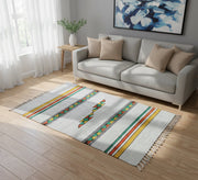 A rug woven with multi - colored wool blocks - Vitrine Furniture - Accessories