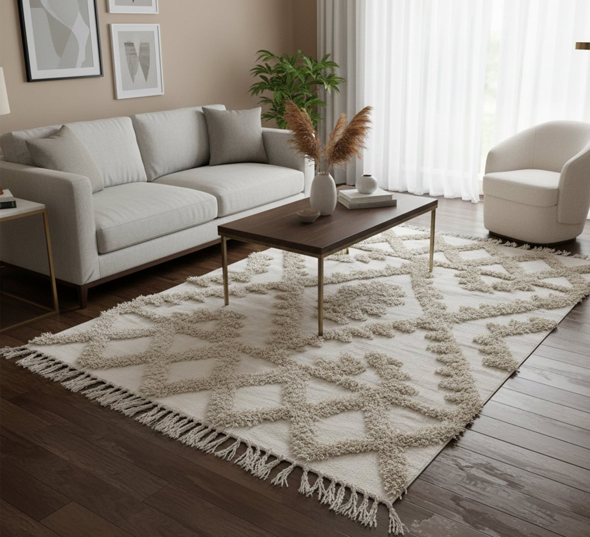 A rustic rug decorated with elegant geometric patterns - Vitrine Furniture - Accessories
